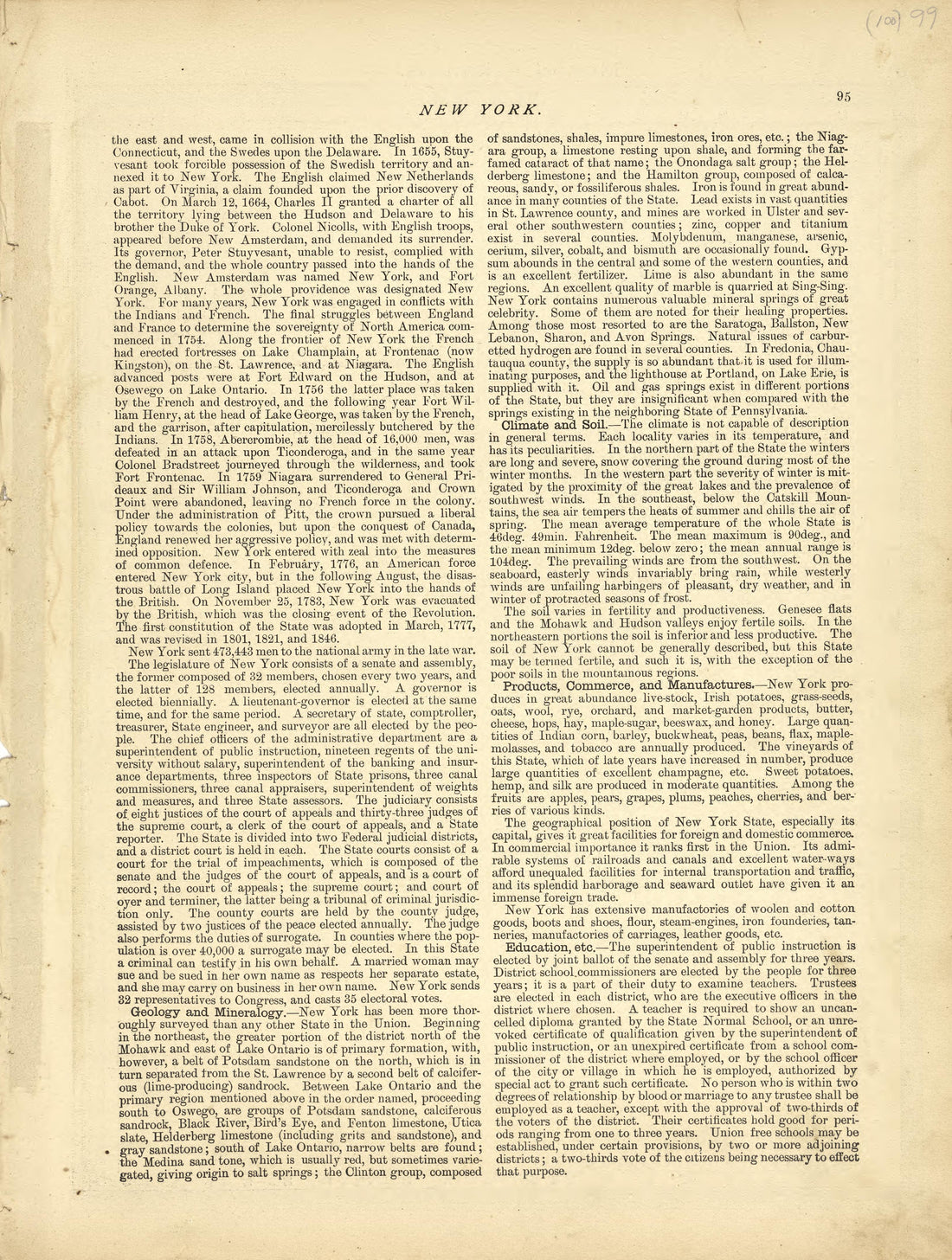 New York from Historical Hand-atlas, Illustrated, Containing Large Scale Copper Plate Maps of Each State and Territory of the United States, and the Provinces of Canada, Together With a Complete Reference Map of the World, … 1881 by Relic Map Company