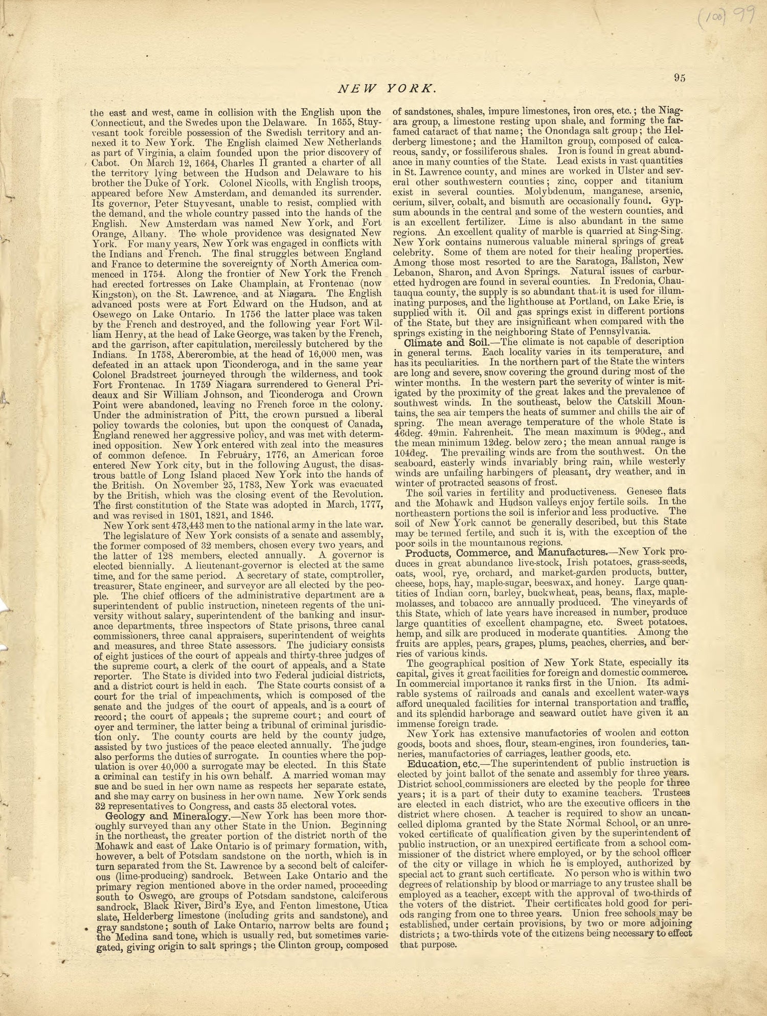 New York from Historical Hand-atlas, Illustrated, Containing Large Scale Copper Plate Maps of Each State and Territory of the United States, and the Provinces of Canada, Together With a Complete Reference Map of the World, … 1881 by Relic Map Company