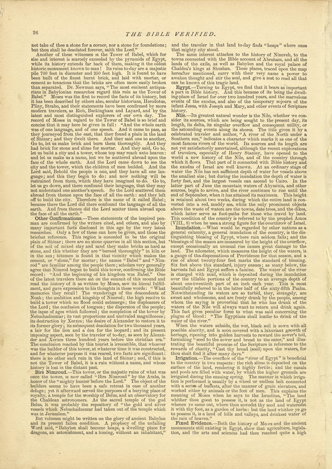 The Bible Verified - Continued from Historical Hand-atlas, Illustrated, Containing Large Scale Copper Plate Maps of Each State and Territory of the United States, and the Provinces of Canada, Together With a Complete Reference Map of the World, … 1881 by Relic Map Company