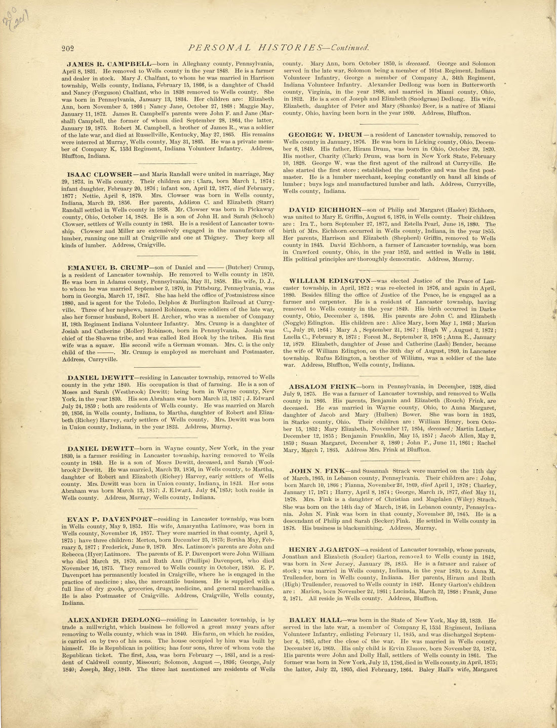 Personal Histories - Continued from Historical Hand-atlas, Illustrated, Containing Large Scale Copper Plate Maps of Each State and Territory of the United States, and the Provinces of Canada, Together With a Complete Reference Map of the World, … 1881 by Relic Map Company