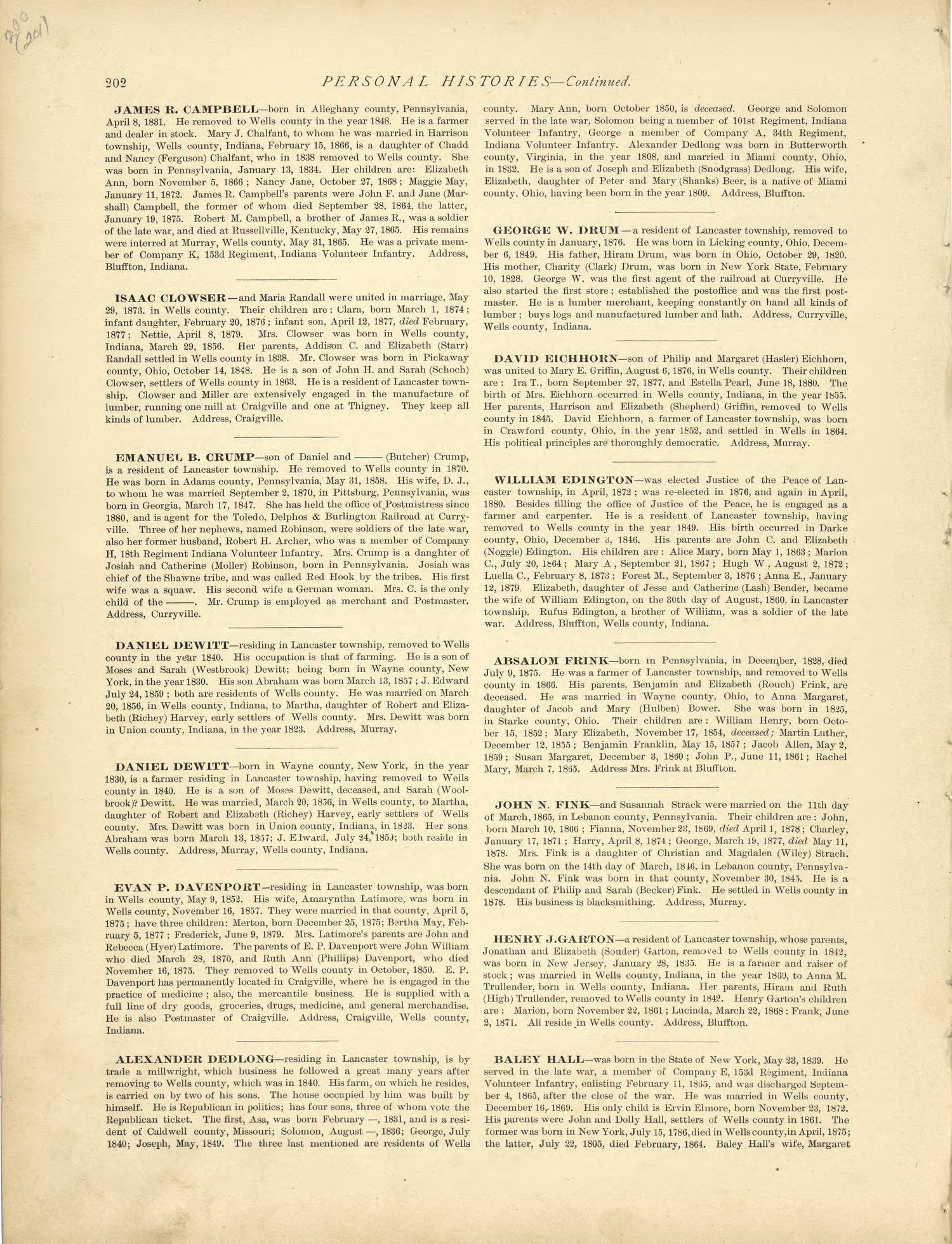 Personal Histories - Continued from Historical Hand-atlas, Illustrated, Containing Large Scale Copper Plate Maps of Each State and Territory of the United States, and the Provinces of Canada, Together With a Complete Reference Map of the World, … 1881 by Relic Map Company