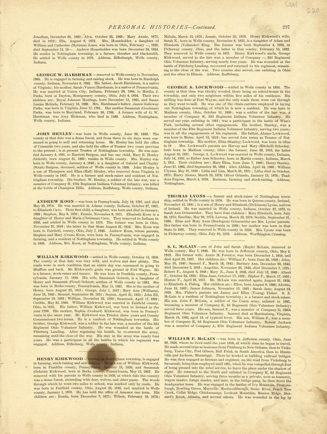 Personal Histories - Continued from Historical Hand-atlas, Illustrated, Containing Large Scale Copper Plate Maps of Each State and Territory of the United States, and the Provinces of Canada, Together With a Complete Reference Map of the World, … 1881 by Relic Map Company