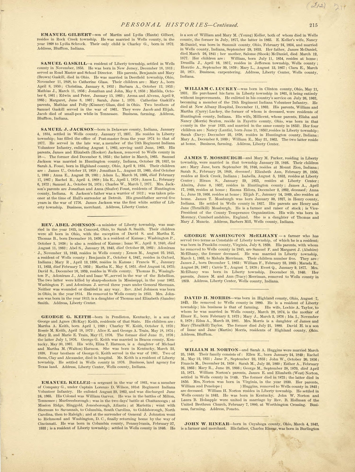 Personal Histories - Continued from Historical Hand-atlas, Illustrated, Containing Large Scale Copper Plate Maps of Each State and Territory of the United States, and the Provinces of Canada, Together With a Complete Reference Map of the World, … 1881 by Relic Map Company