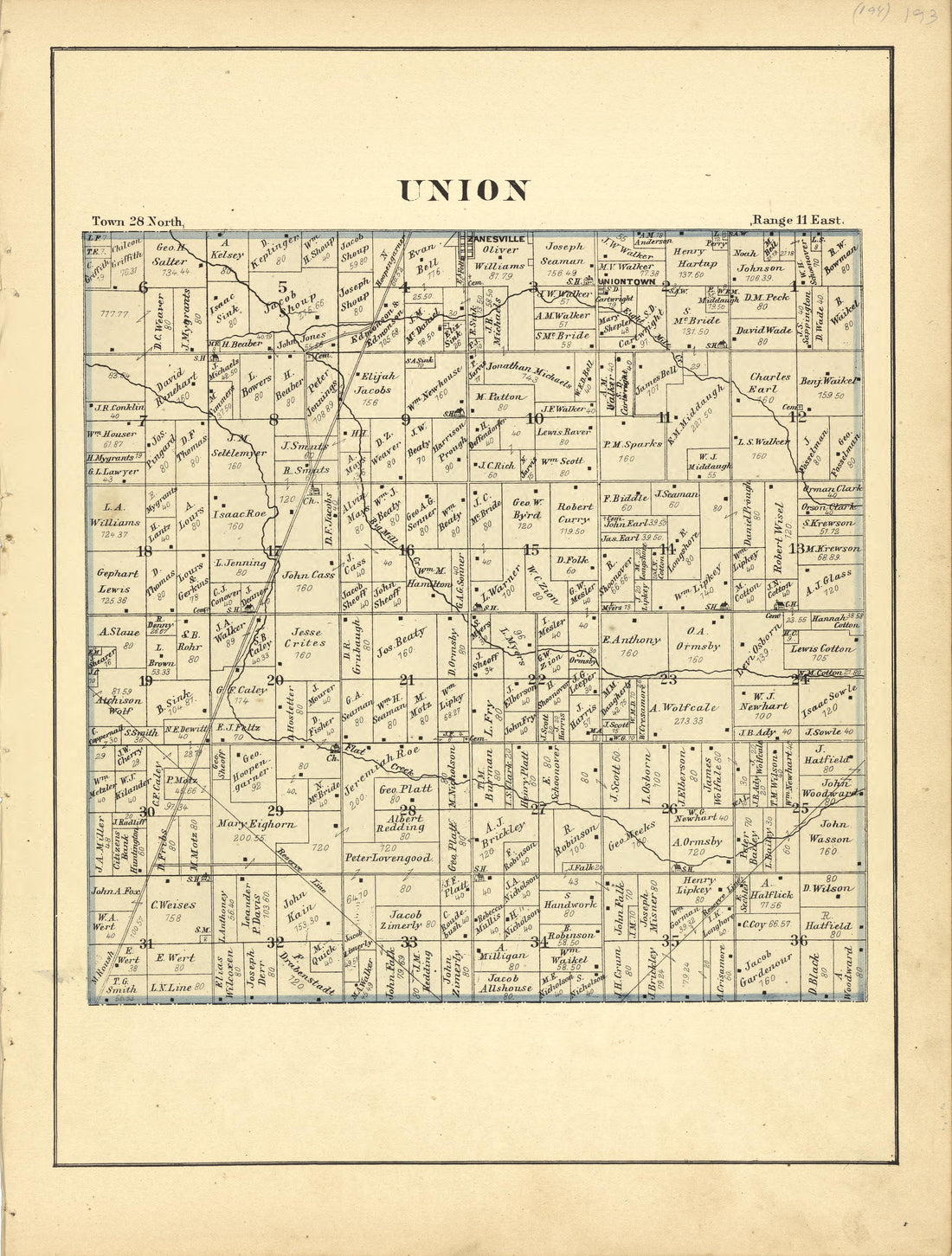 Map of Union from Historical Hand-atlas, Illustrated, Containing Large Scale Copper Plate Maps of Each State and Territory of the United States, and the Provinces of Canada, Together With a Complete Reference Map of the World, … 1881 by Relic Map Company
