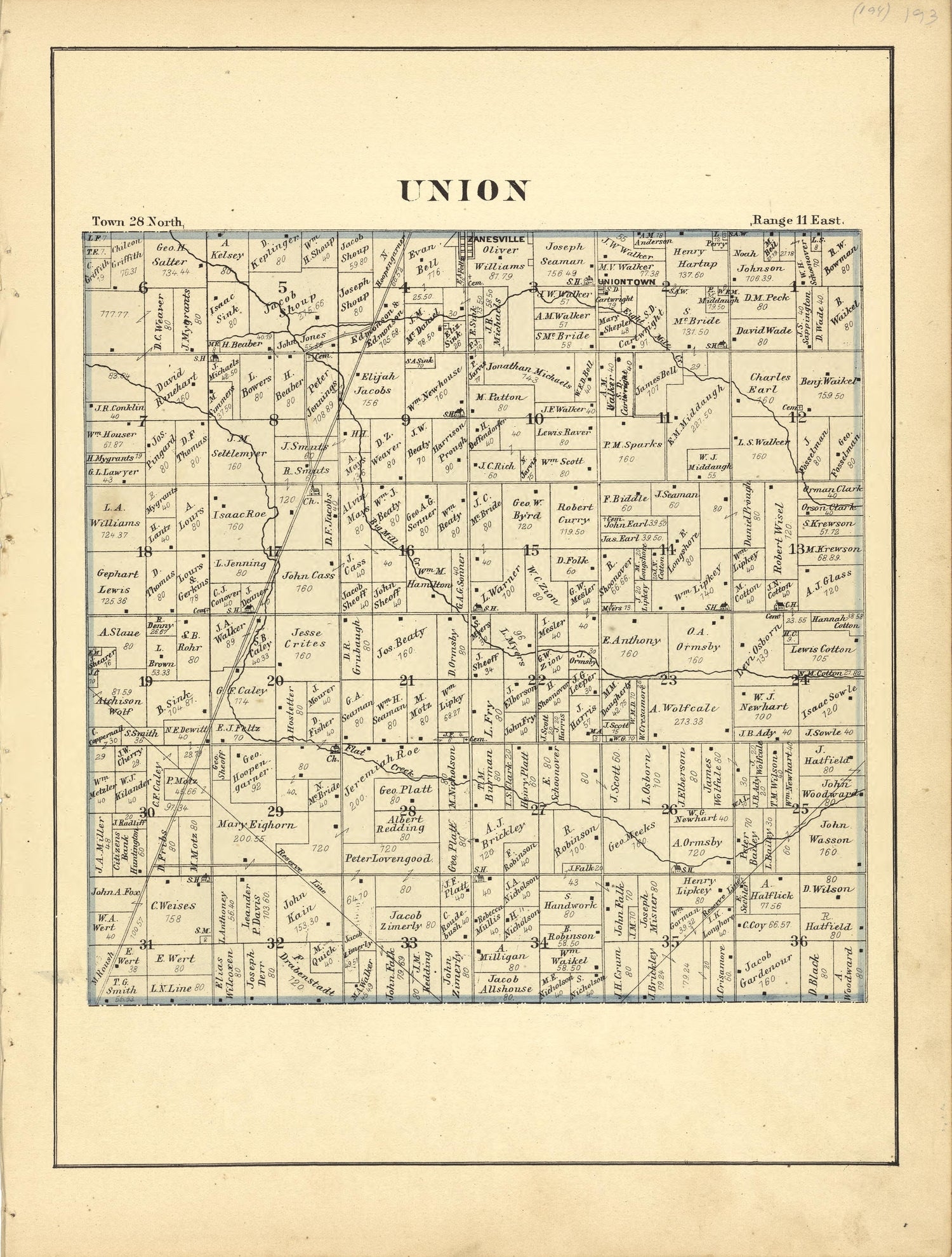 Map of Union from Historical Hand-atlas, Illustrated, Containing Large Scale Copper Plate Maps of Each State and Territory of the United States, and the Provinces of Canada, Together With a Complete Reference Map of the World, … 1881 by Relic Map Company