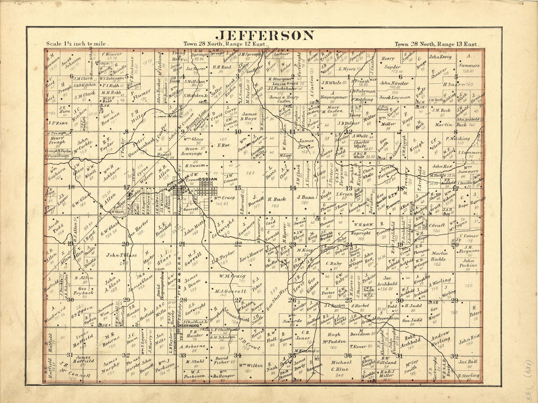 Map of Jefferson from Historical Hand-atlas, Illustrated, Containing Large Scale Copper Plate Maps of Each State and Territory of the United States, and the Provinces of Canada, Together With a Complete Reference Map of the World, … 1881 by Relic Map Company