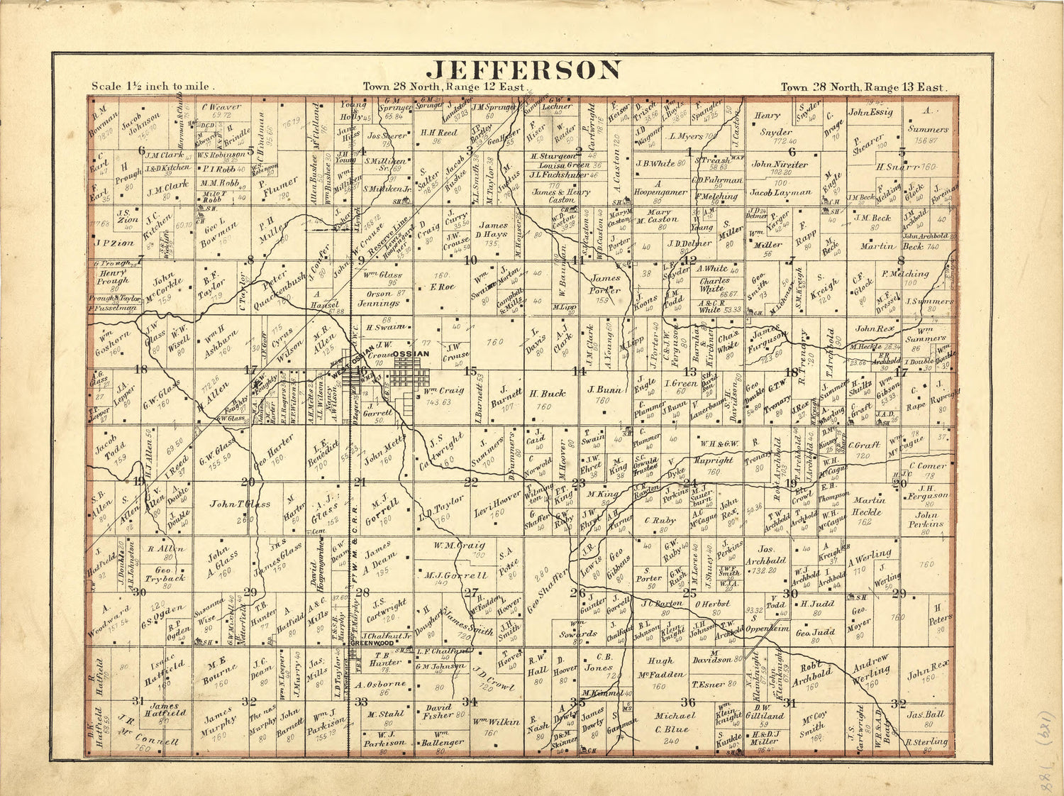 Map of Jefferson from Historical Hand-atlas, Illustrated, Containing Large Scale Copper Plate Maps of Each State and Territory of the United States, and the Provinces of Canada, Together With a Complete Reference Map of the World, … 1881 by Relic Map Company
