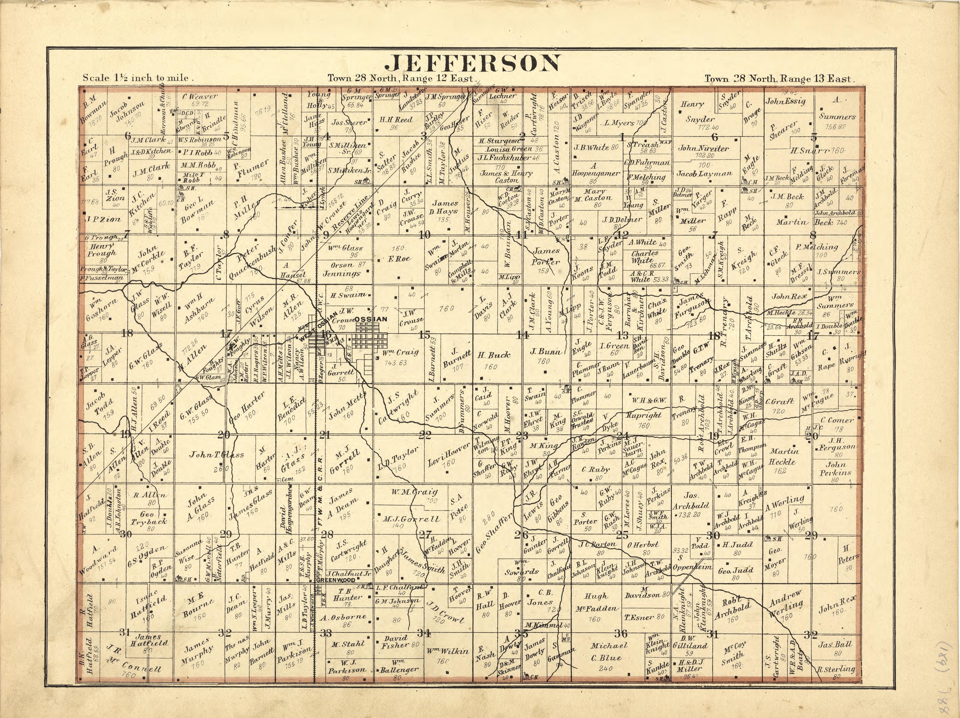 Map of Jefferson from Historical Hand-atlas, Illustrated, Containing Large Scale Copper Plate Maps of Each State and Territory of the United States, and the Provinces of Canada, Together With a Complete Reference Map of the World, … 1881 by Relic Map Company