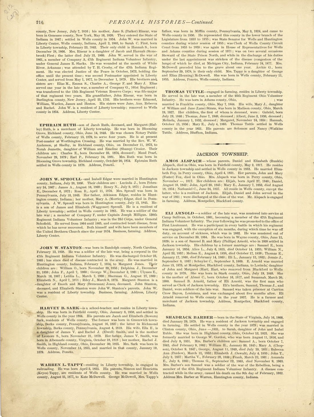 Personal Histories - Continued from Historical Hand-atlas, Illustrated, Containing Large Scale Copper Plate Maps of Each State and Territory of the United States, and the Provinces of Canada, Together With a Complete Reference Map of the World, … 1881 by Relic Map Company