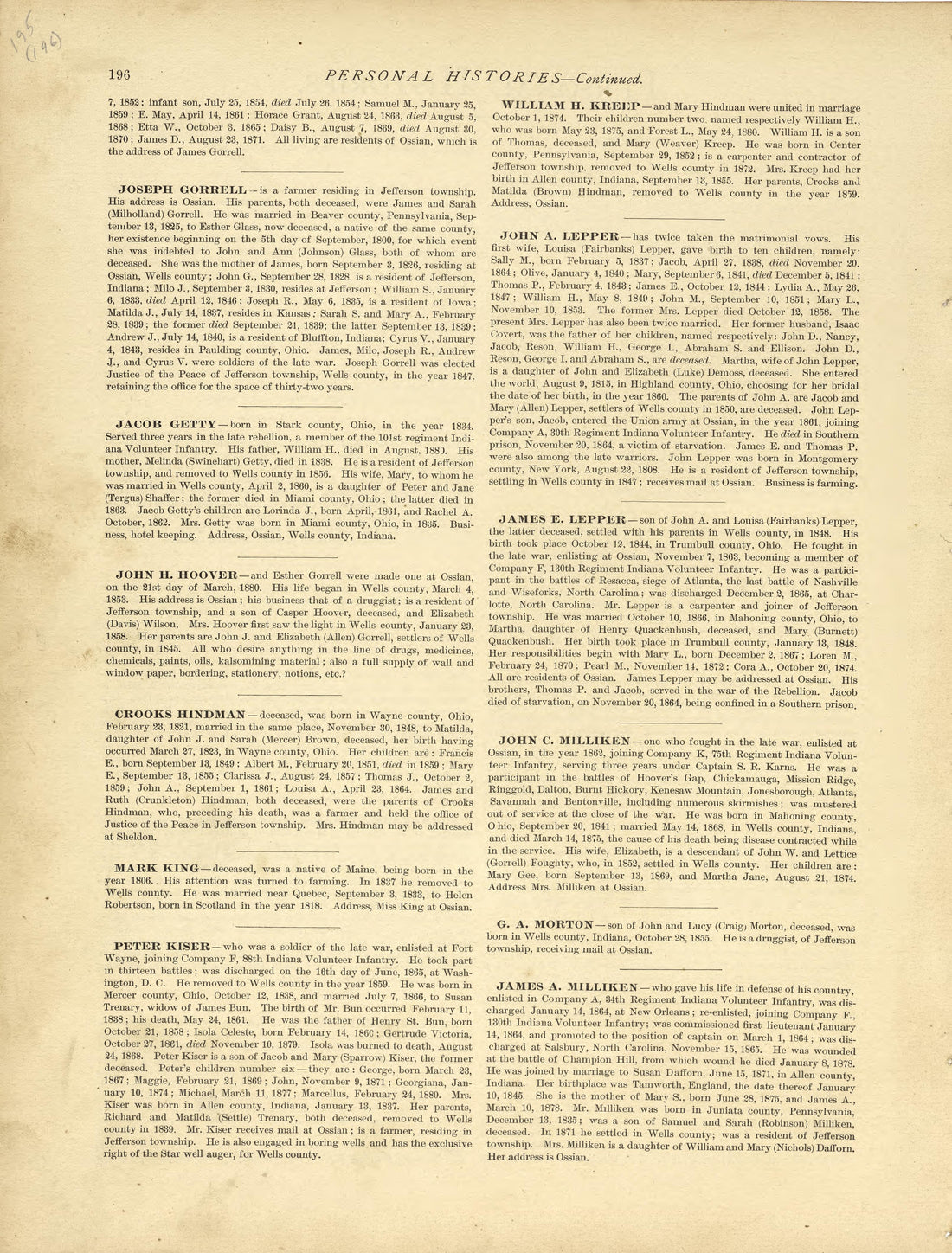 Personal Histories - Continued from Historical Hand-atlas, Illustrated, Containing Large Scale Copper Plate Maps of Each State and Territory of the United States, and the Provinces of Canada, Together With a Complete Reference Map of the World, … 1881 by Relic Map Company