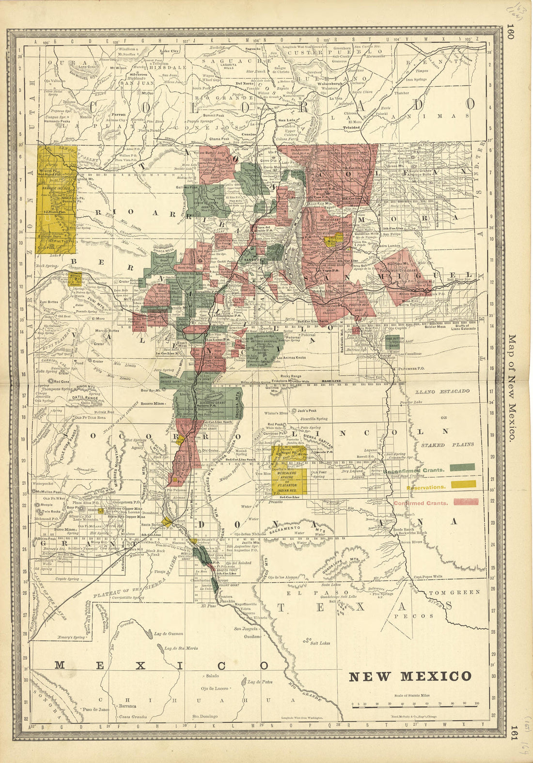 Map of New Mexico from Historical Hand-atlas, Illustrated, Containing Large Scale Copper Plate Maps of Each State and Territory of the United States, and the Provinces of Canada, Together With a Complete Reference Map of the World, … 1881 by Relic Map Company