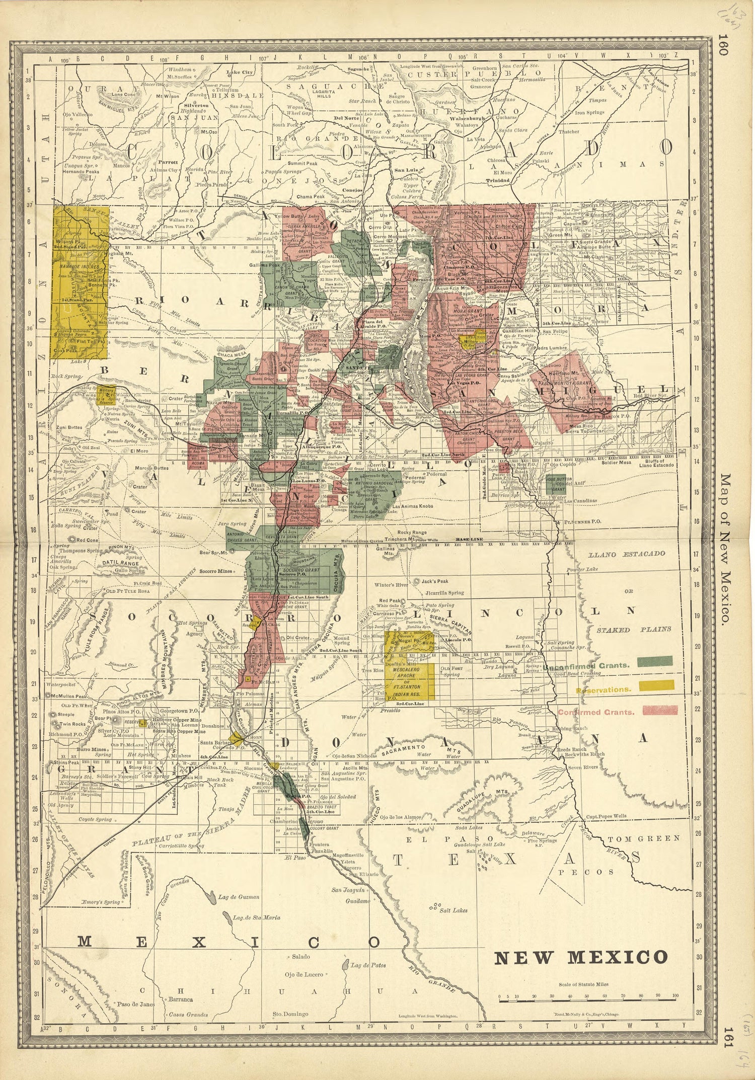 Map of New Mexico from Historical Hand-atlas, Illustrated, Containing Large Scale Copper Plate Maps of Each State and Territory of the United States, and the Provinces of Canada, Together With a Complete Reference Map of the World, … 1881 by Relic Map Company