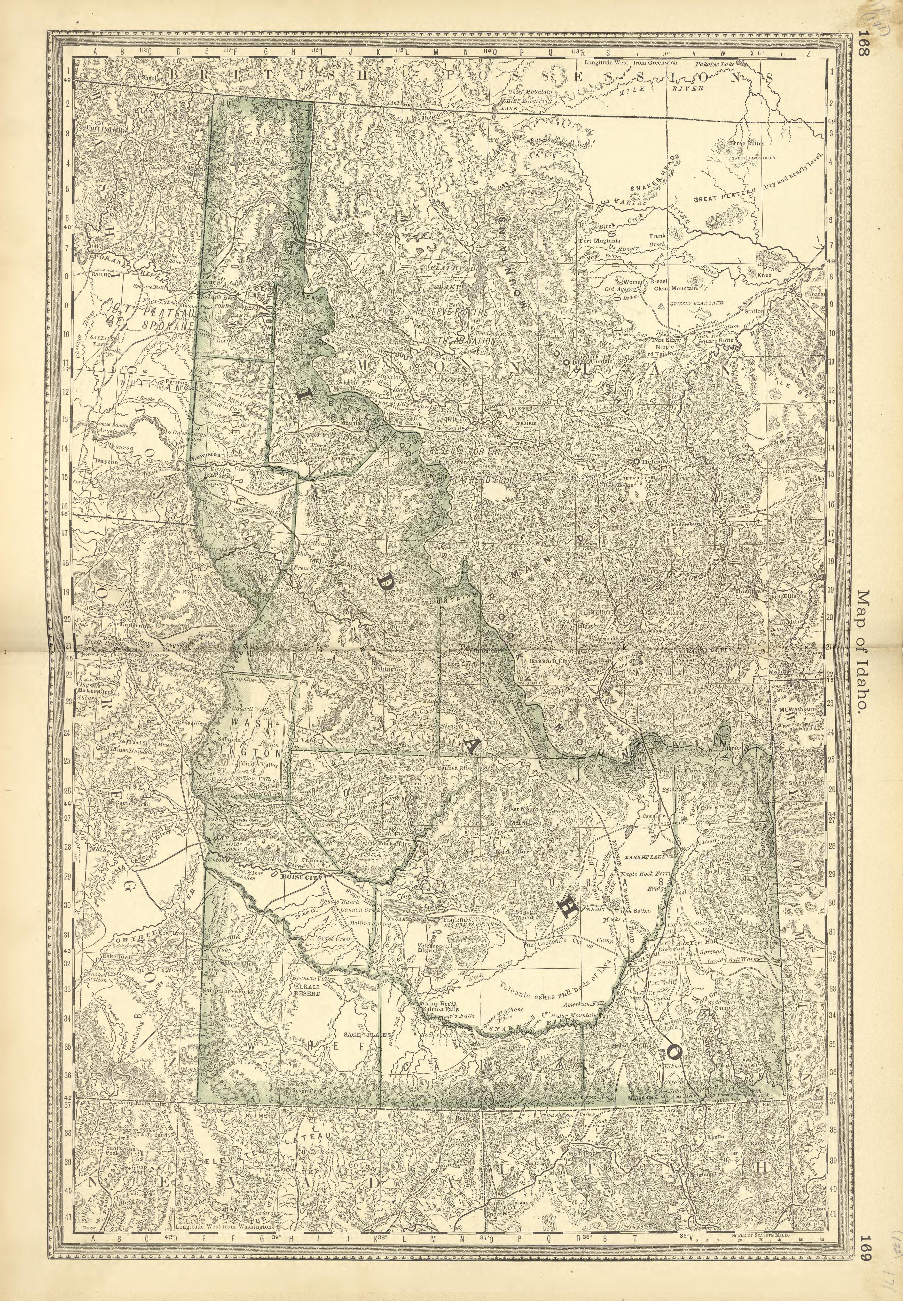 Map of Idaho from Historical Hand-atlas, Illustrated, Containing Large Scale Copper Plate Maps of Each State and Territory of the United States, and the Provinces of Canada, Together With a Complete Reference Map of the World, … 1881 by Relic Map Company