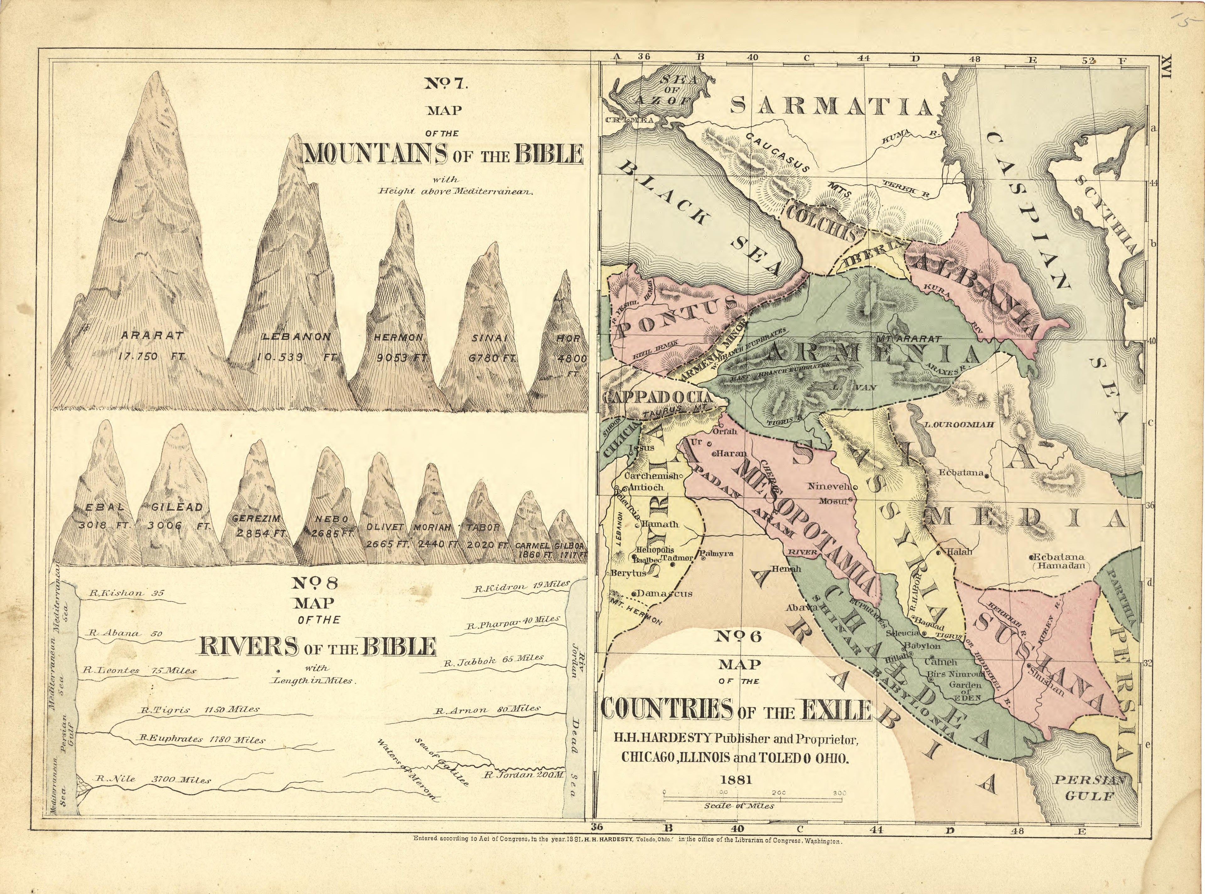 No. 6 Countries of the Exile, No. 7 Mountains of the Exile, No. 8 Rivers from Historical Hand-atlas, Illustrated, Containing Large Scale Copper Plate Maps of Each State and Territory of the United States, and the Provinces of Canada, Together With a C... by Relic Map Company