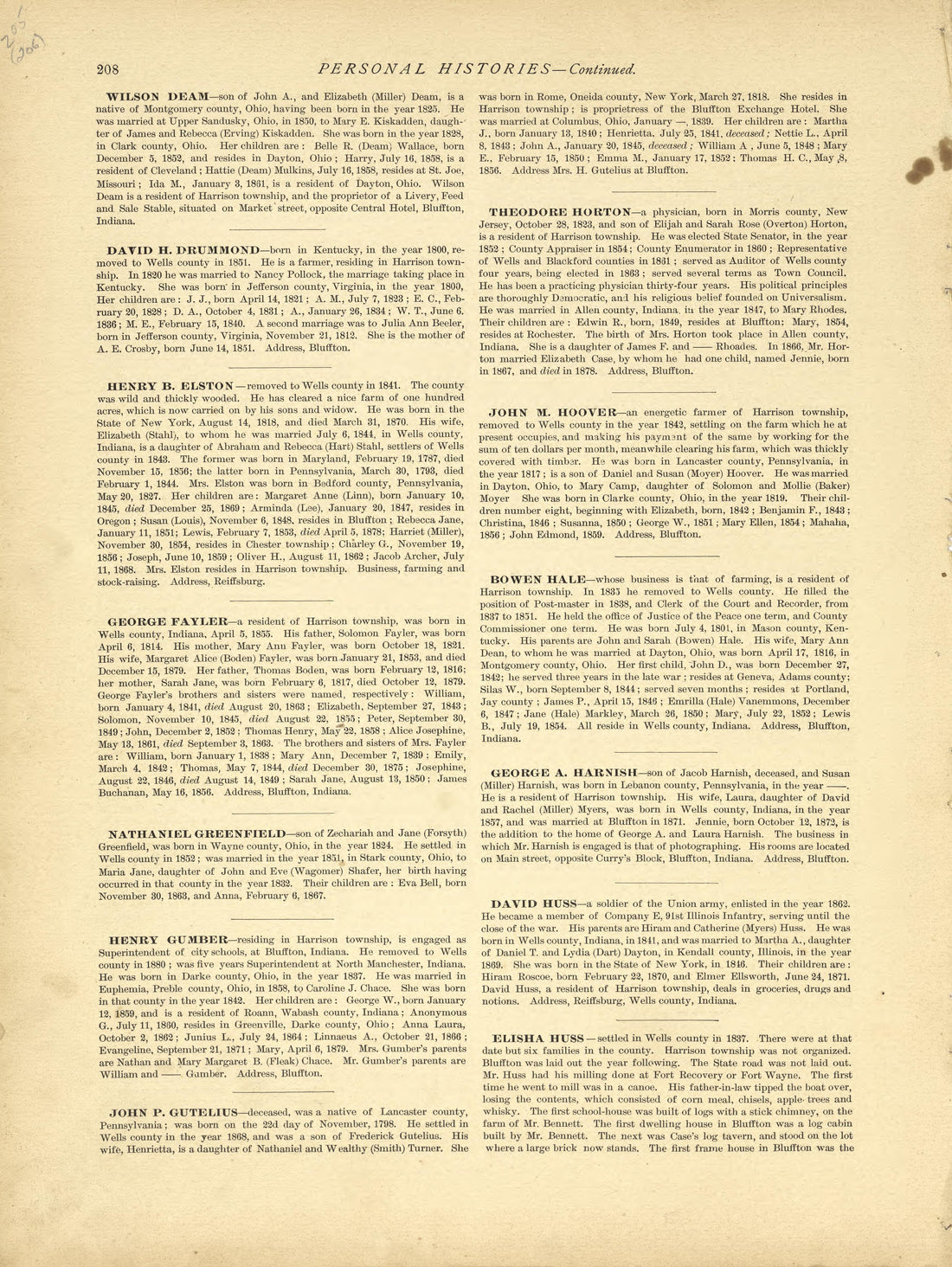 Personal Histories - Continued from Historical Hand-atlas, Illustrated, Containing Large Scale Copper Plate Maps of Each State and Territory of the United States, and the Provinces of Canada, Together With a Complete Reference Map of the World, … 1881 by Relic Map Company