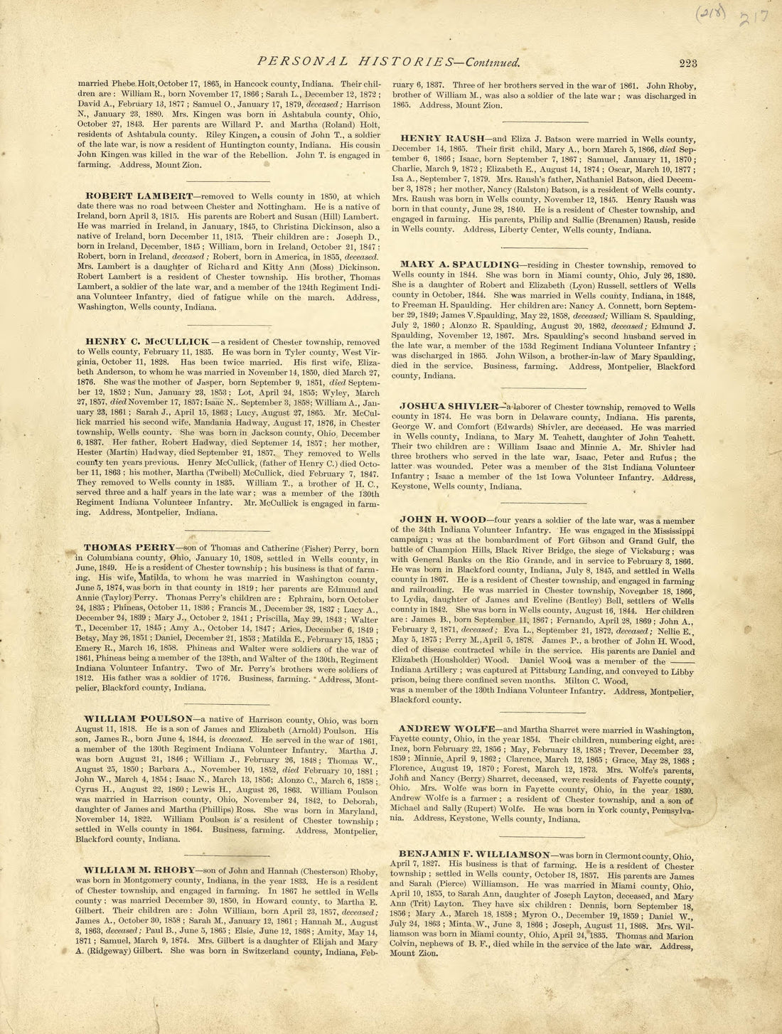 Personal Histories - Continued from Historical Hand-atlas, Illustrated, Containing Large Scale Copper Plate Maps of Each State and Territory of the United States, and the Provinces of Canada, Together With a Complete Reference Map of the World, … 1881 by Relic Map Company