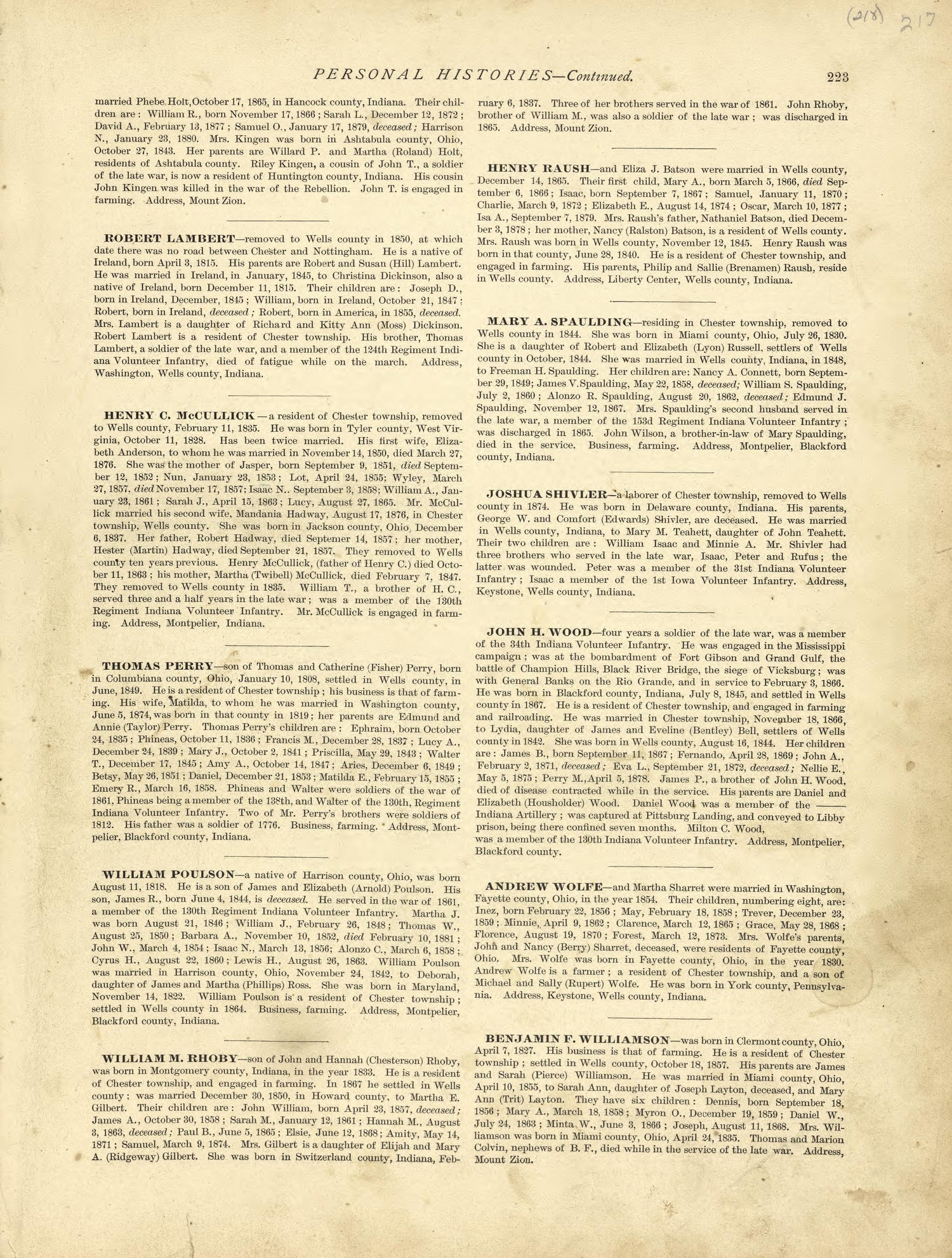 Personal Histories - Continued from Historical Hand-atlas, Illustrated, Containing Large Scale Copper Plate Maps of Each State and Territory of the United States, and the Provinces of Canada, Together With a Complete Reference Map of the World, … 1881 by Relic Map Company