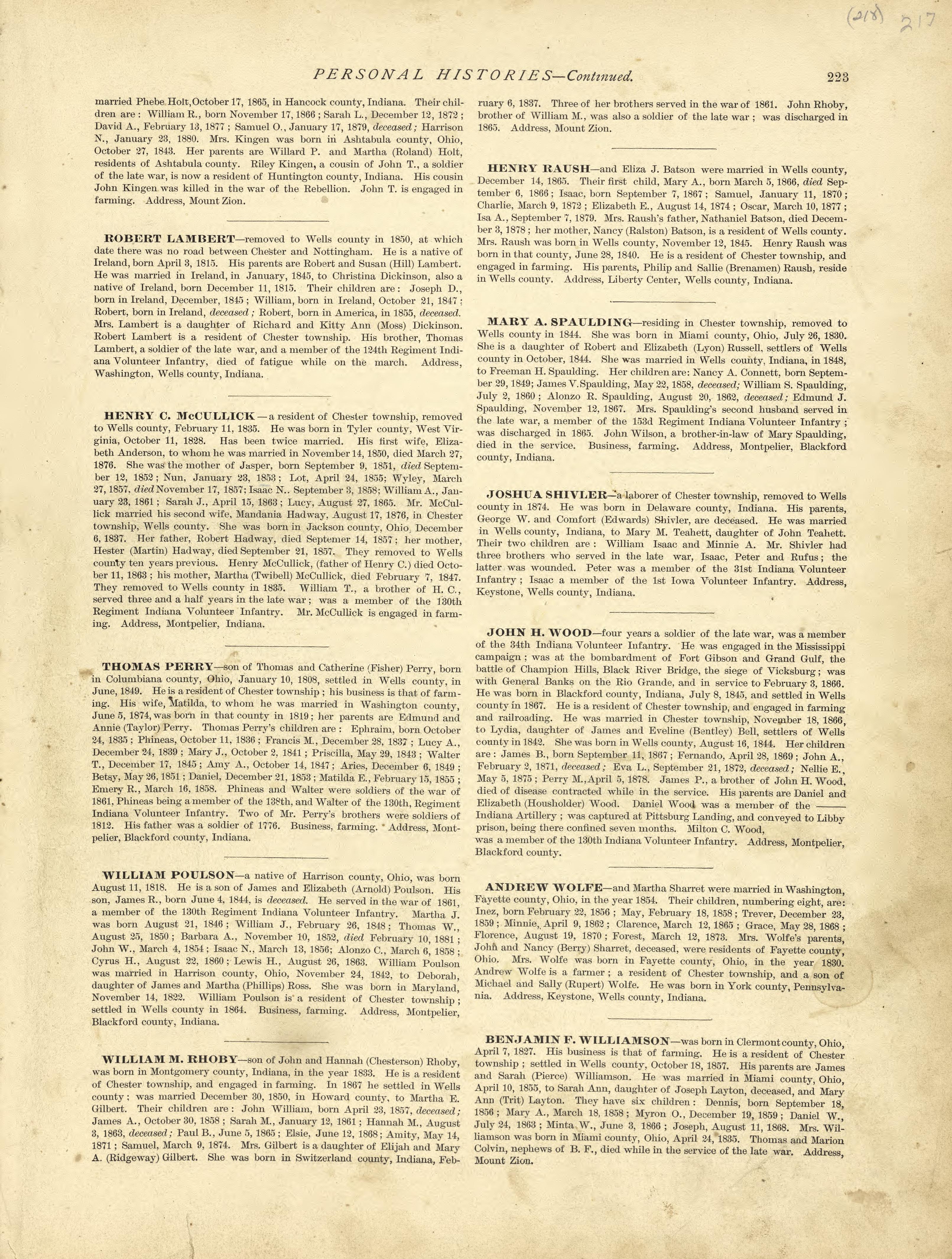 Personal Histories - Continued from Historical Hand-atlas, Illustrated, Containing Large Scale Copper Plate Maps of Each State and Territory of the United States, and the Provinces of Canada, Together With a Complete Reference Map of the World, … 1881 by Relic Map Company