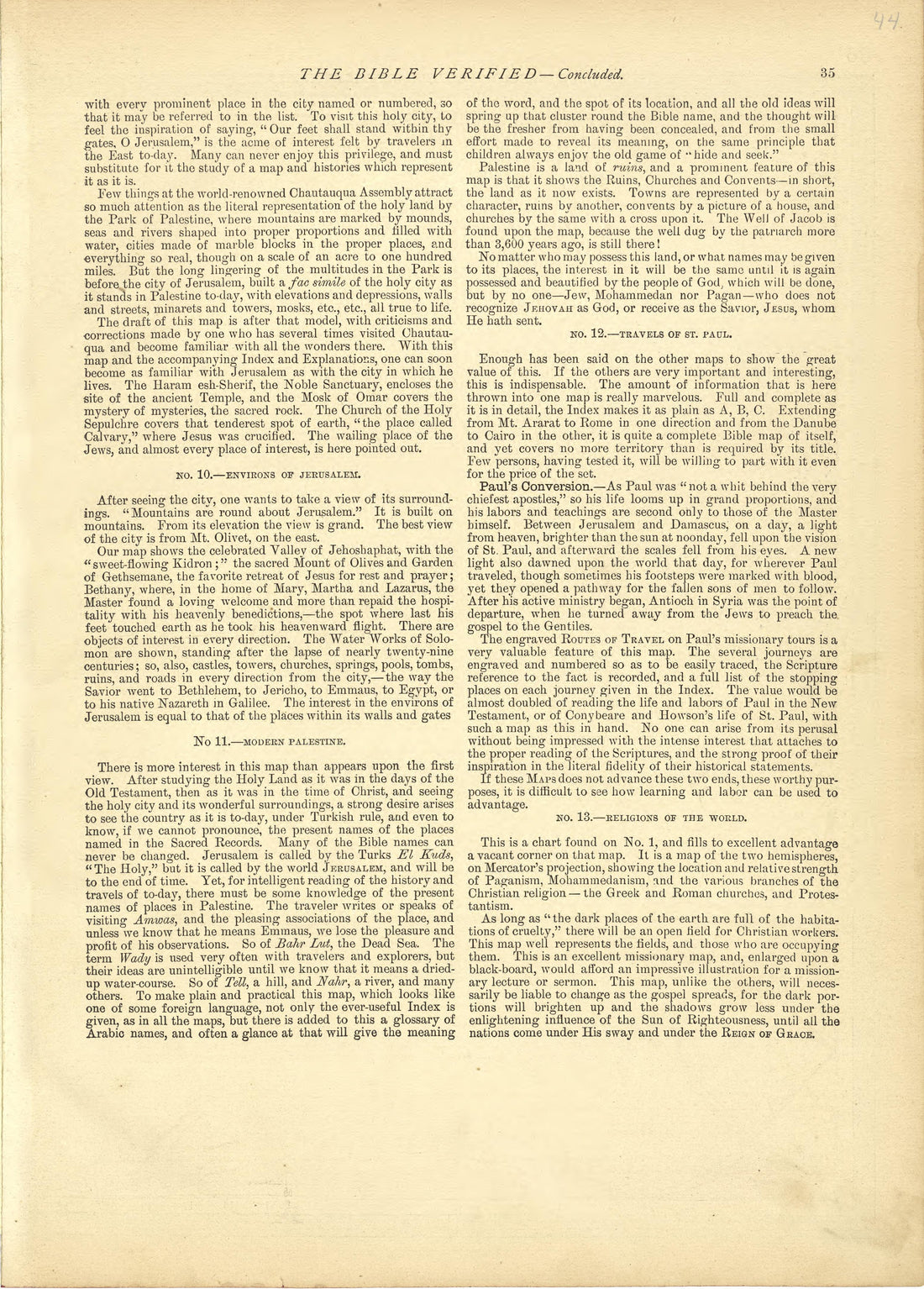 The Bible Verified - Continued from Historical Hand-atlas, Illustrated, Containing Large Scale Copper Plate Maps of Each State and Territory of the United States, and the Provinces of Canada, Together With a Complete Reference Map of the World, … 1881 by Relic Map Company