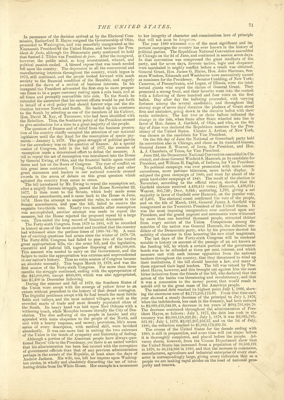The United States - Continued from Historical Hand-atlas, Illustrated, Containing Large Scale Copper Plate Maps of Each State and Territory of the United States, and the Provinces of Canada, Together With a Complete Reference Map of the World, … 1881 by Relic Map Company