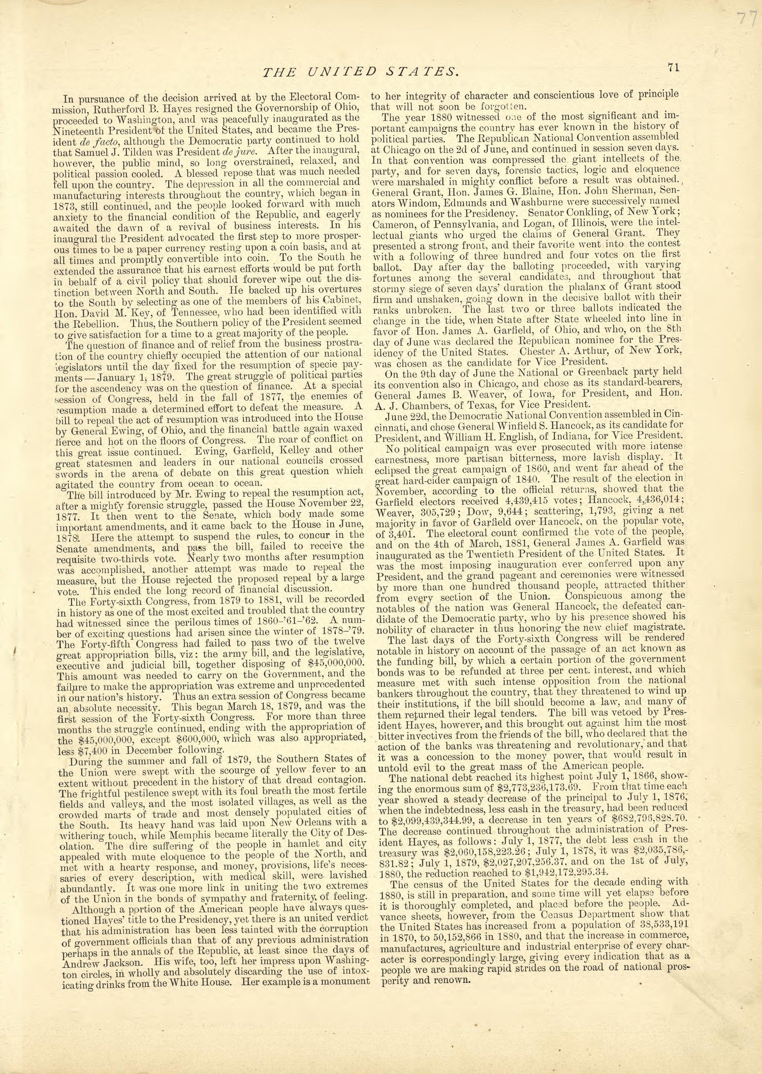 The United States - Continued from Historical Hand-atlas, Illustrated, Containing Large Scale Copper Plate Maps of Each State and Territory of the United States, and the Provinces of Canada, Together With a Complete Reference Map of the World, … 1881 by Relic Map Company