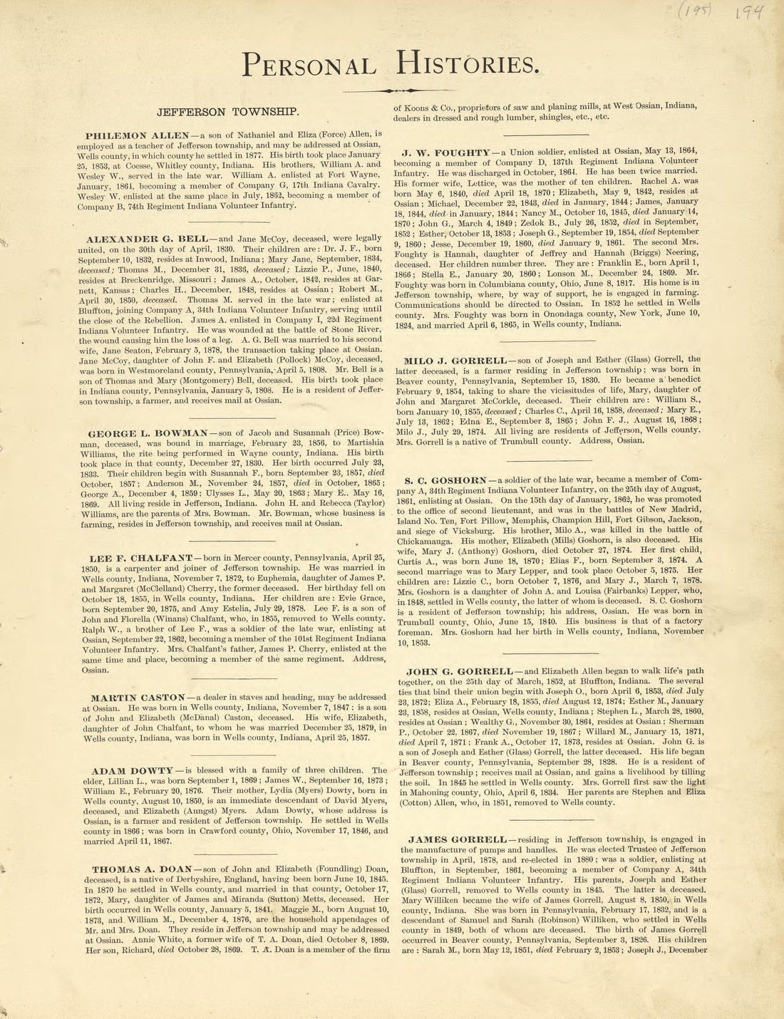 Personal Histories from Historical Hand-atlas, Illustrated, Containing Large Scale Copper Plate Maps of Each State and Territory of the United States, and the Provinces of Canada, Together With a Complete Reference Map of the World, … 1881 by Relic Map Company