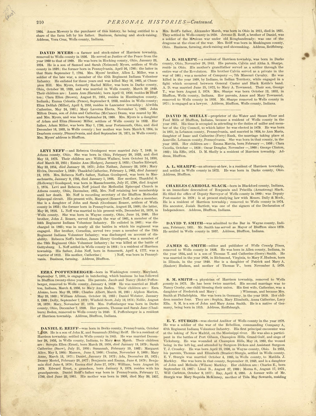 Personal Histories - Continued from Historical Hand-atlas, Illustrated, Containing Large Scale Copper Plate Maps of Each State and Territory of the United States, and the Provinces of Canada, Together With a Complete Reference Map of the World, … 1881 by Relic Map Company
