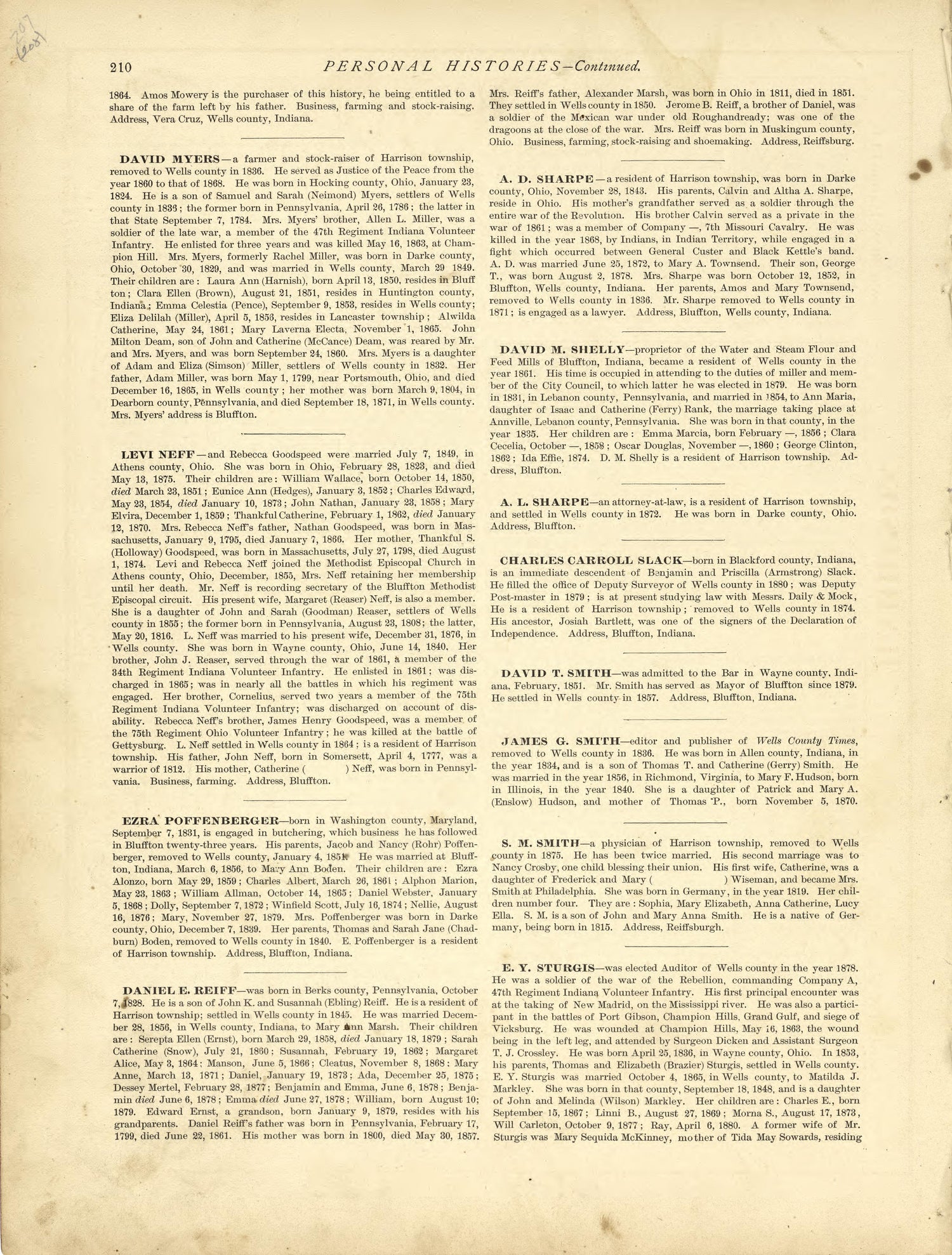 Personal Histories - Continued from Historical Hand-atlas, Illustrated, Containing Large Scale Copper Plate Maps of Each State and Territory of the United States, and the Provinces of Canada, Together With a Complete Reference Map of the World, … 1881 by Relic Map Company