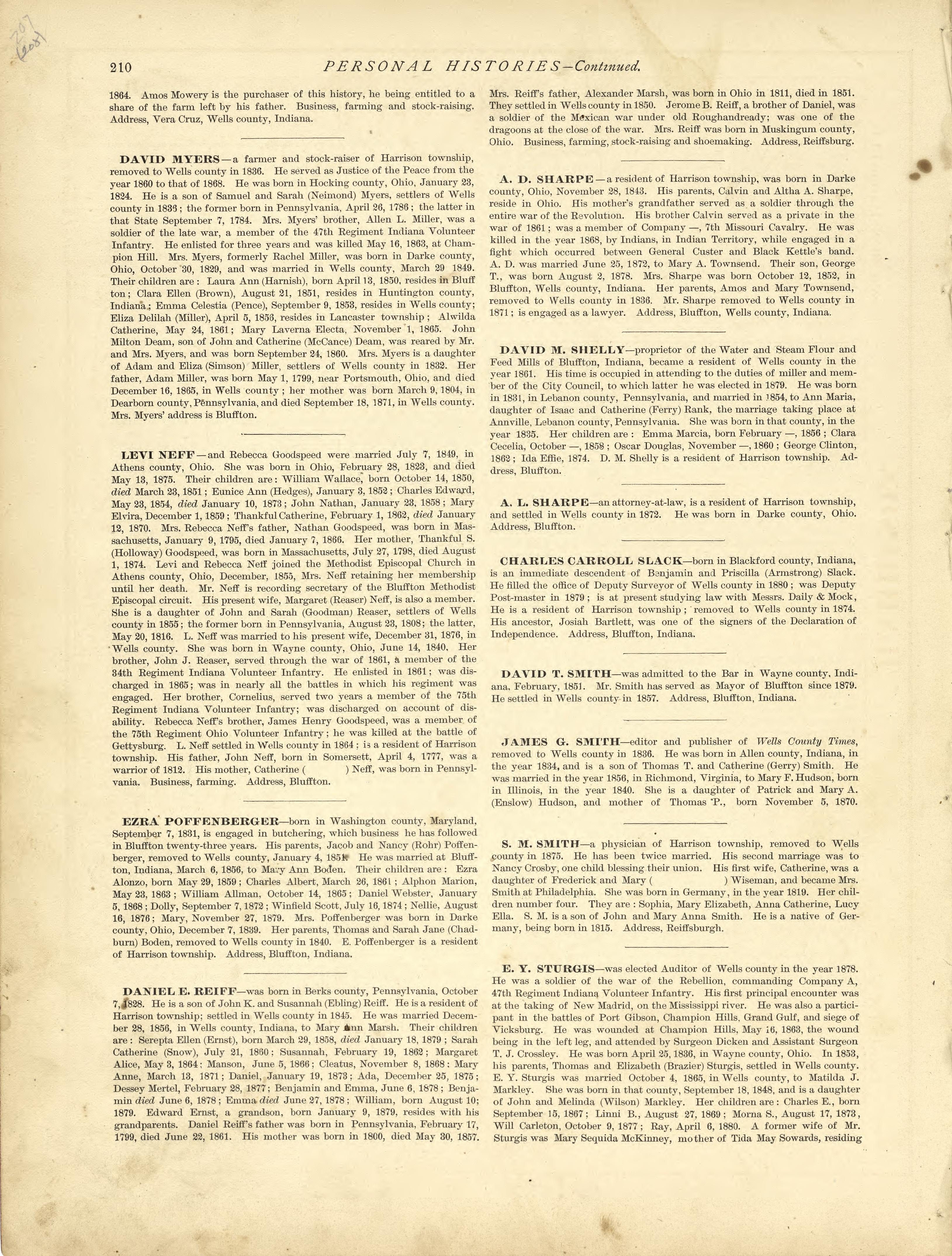Personal Histories - Continued from Historical Hand-atlas, Illustrated, Containing Large Scale Copper Plate Maps of Each State and Territory of the United States, and the Provinces of Canada, Together With a Complete Reference Map of the World, … 1881 by Relic Map Company