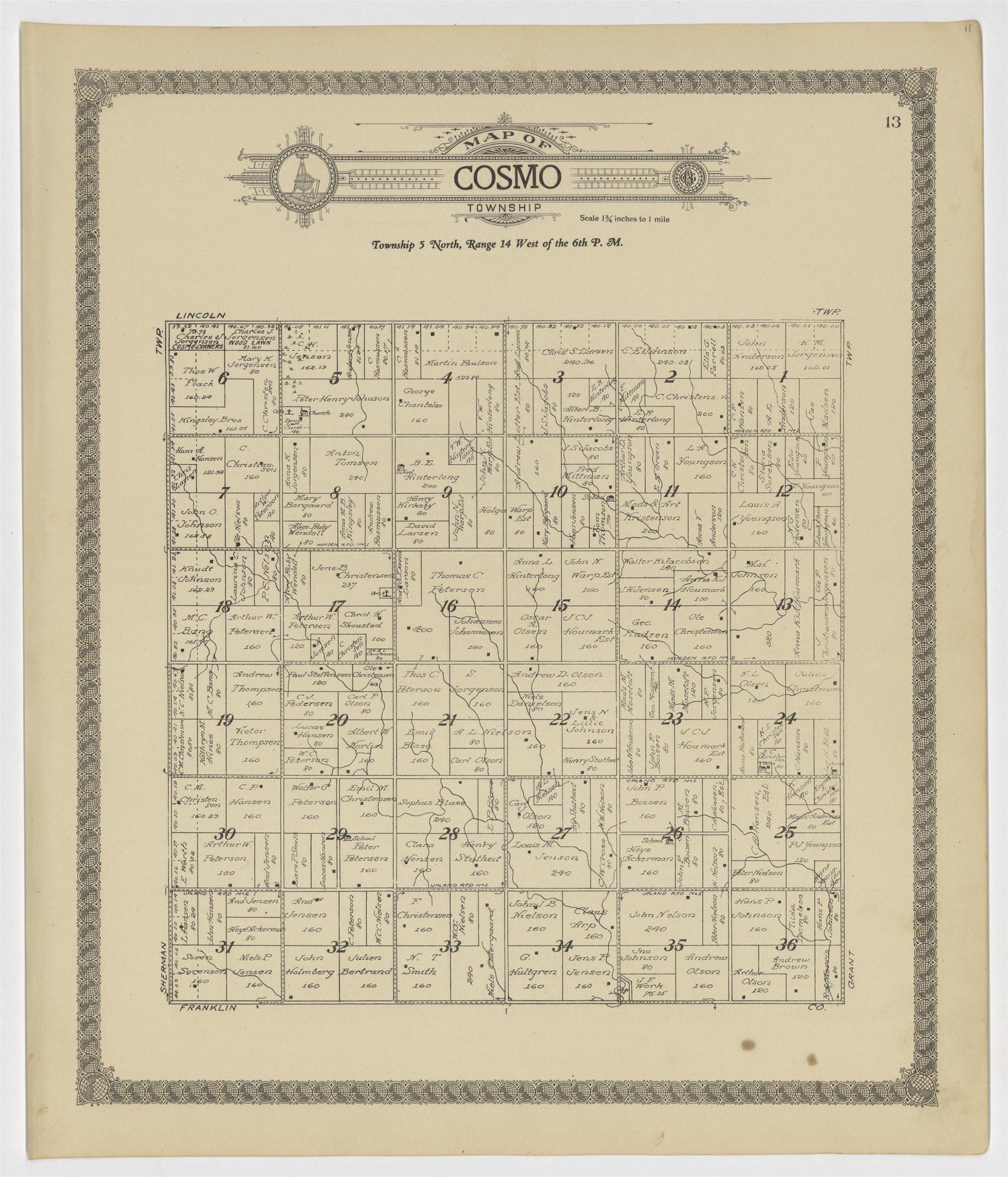 This old map of Kearney County, Nebraska,  was created by Geo. A. Ogle &amp; Co in 1923