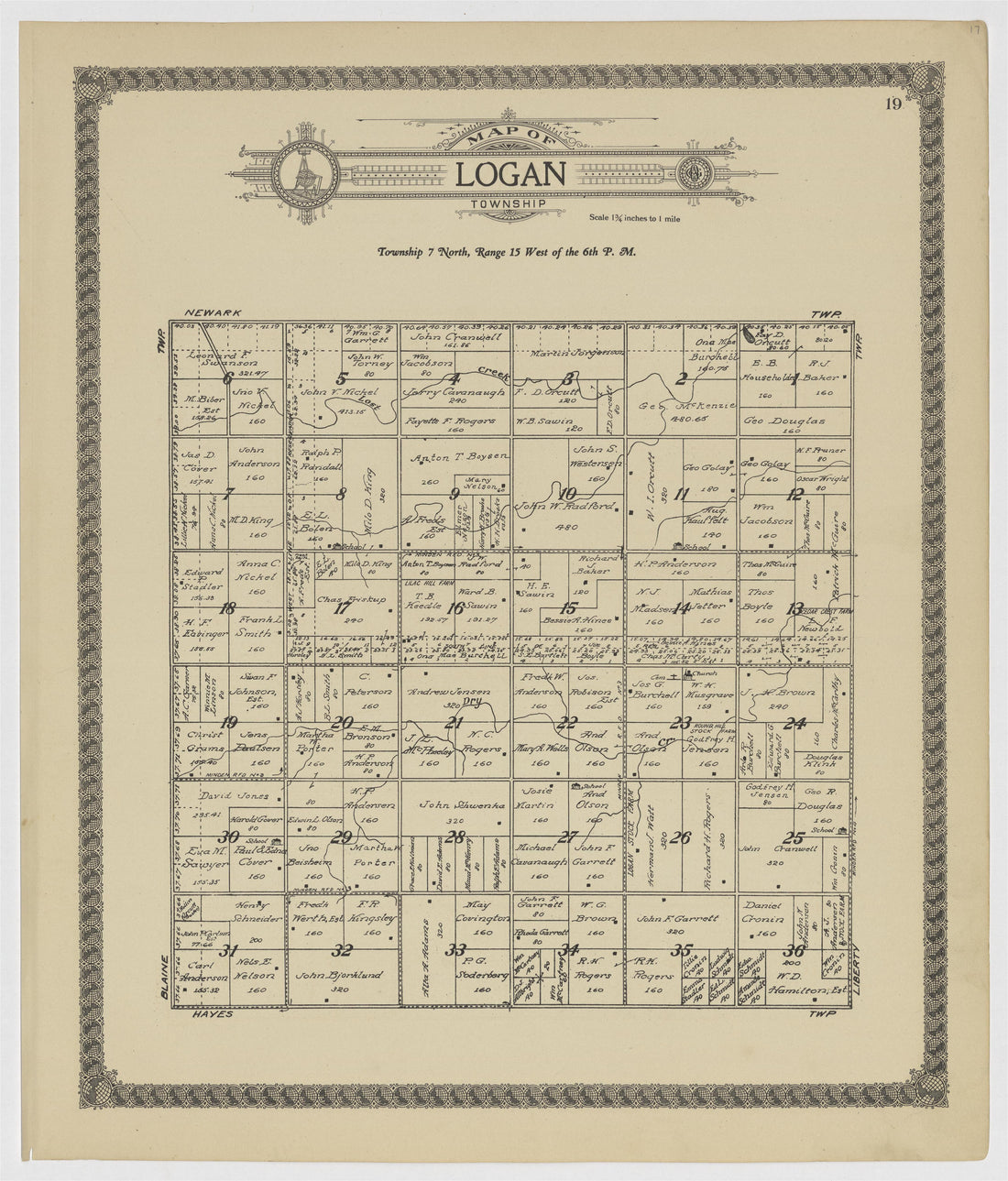 This old map of Kearney County, Nebraska,  was created by Geo. A. Ogle &amp; Co in 1923