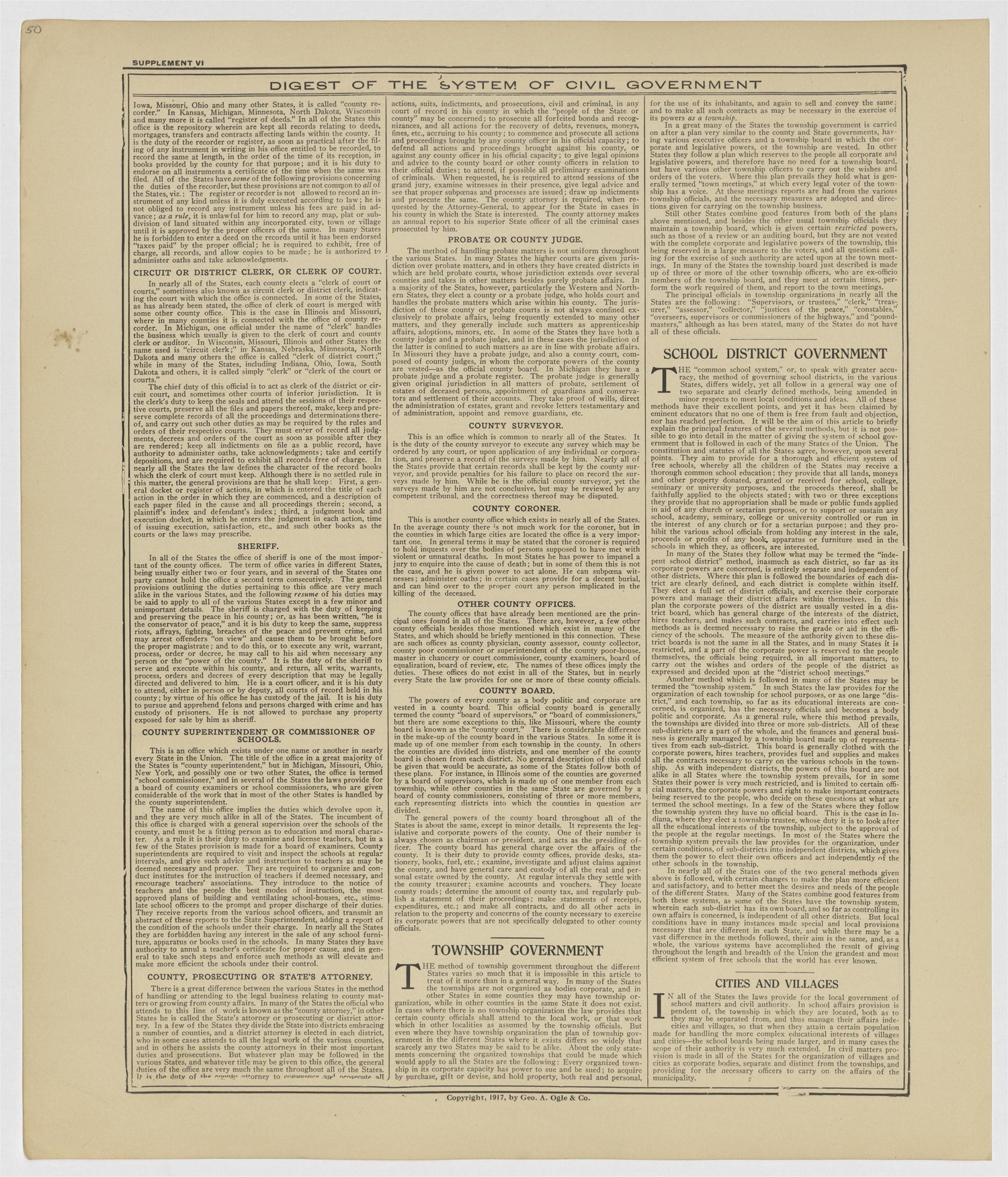 This old map of Kearney County, Nebraska,  was created by Geo. A. Ogle &amp; Co in 1923