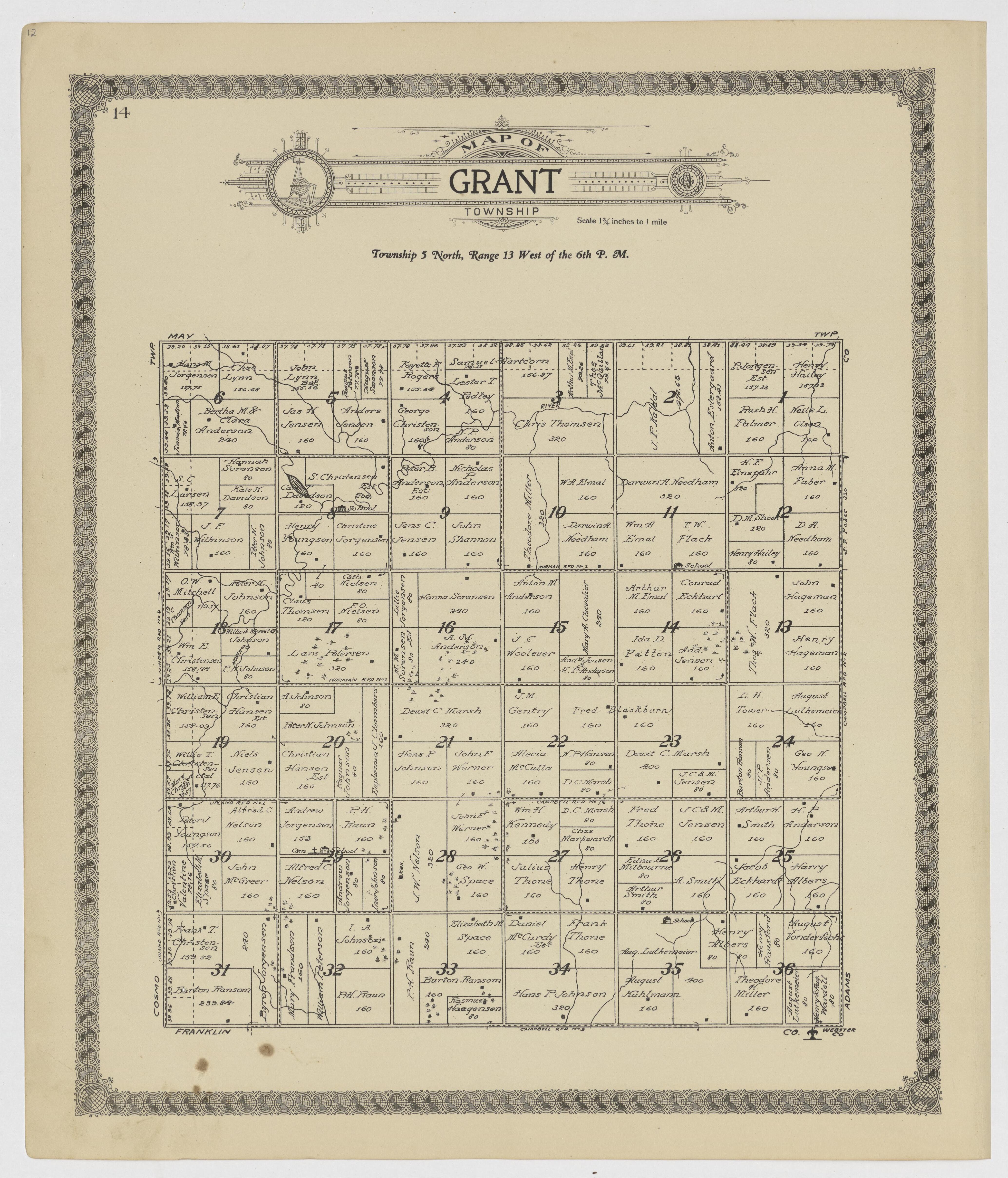 This old map of Kearney County, Nebraska,  was created by Geo. A. Ogle &amp; Co in 1923