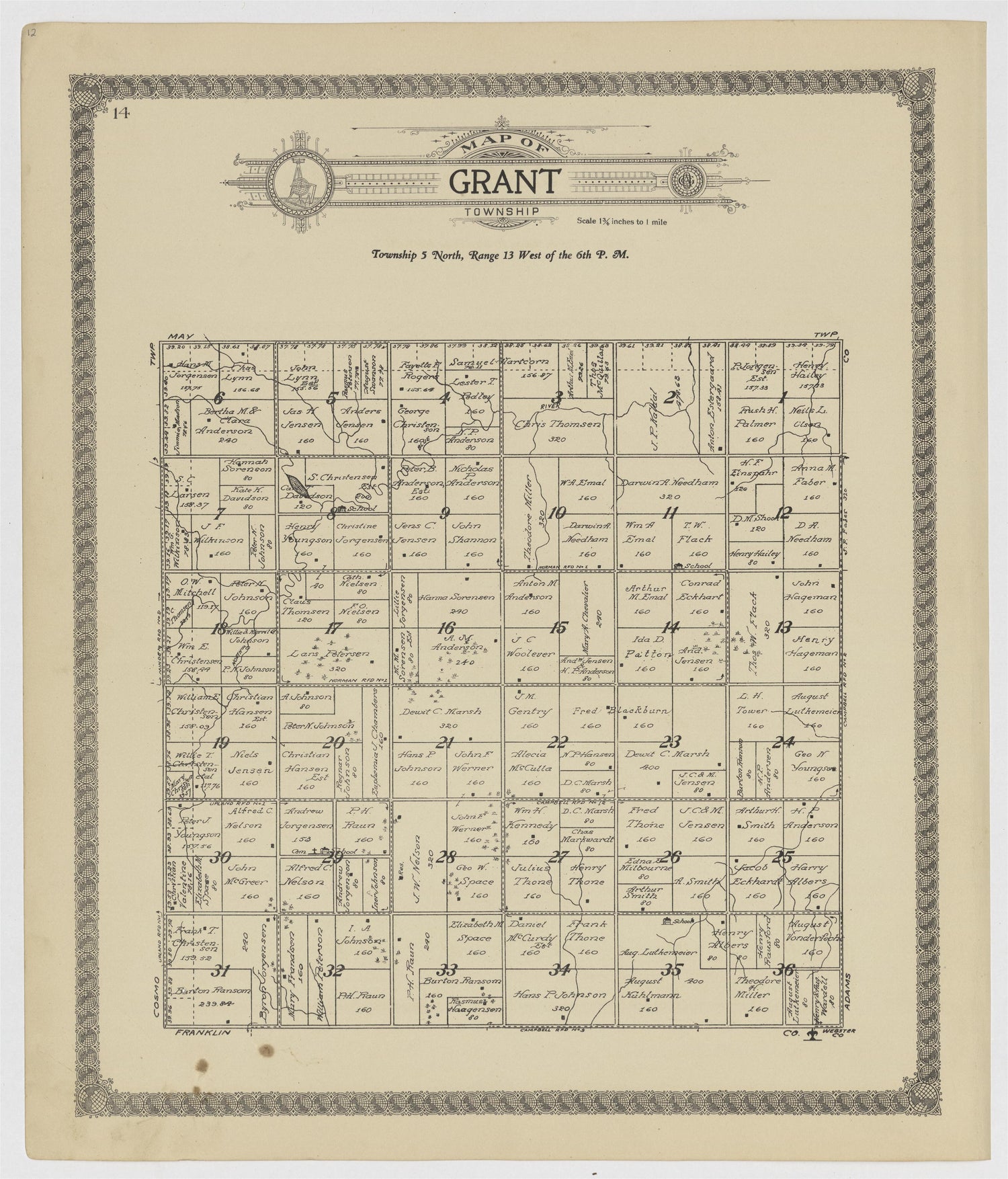This old map of Kearney County, Nebraska,  was created by Geo. A. Ogle &amp; Co in 1923