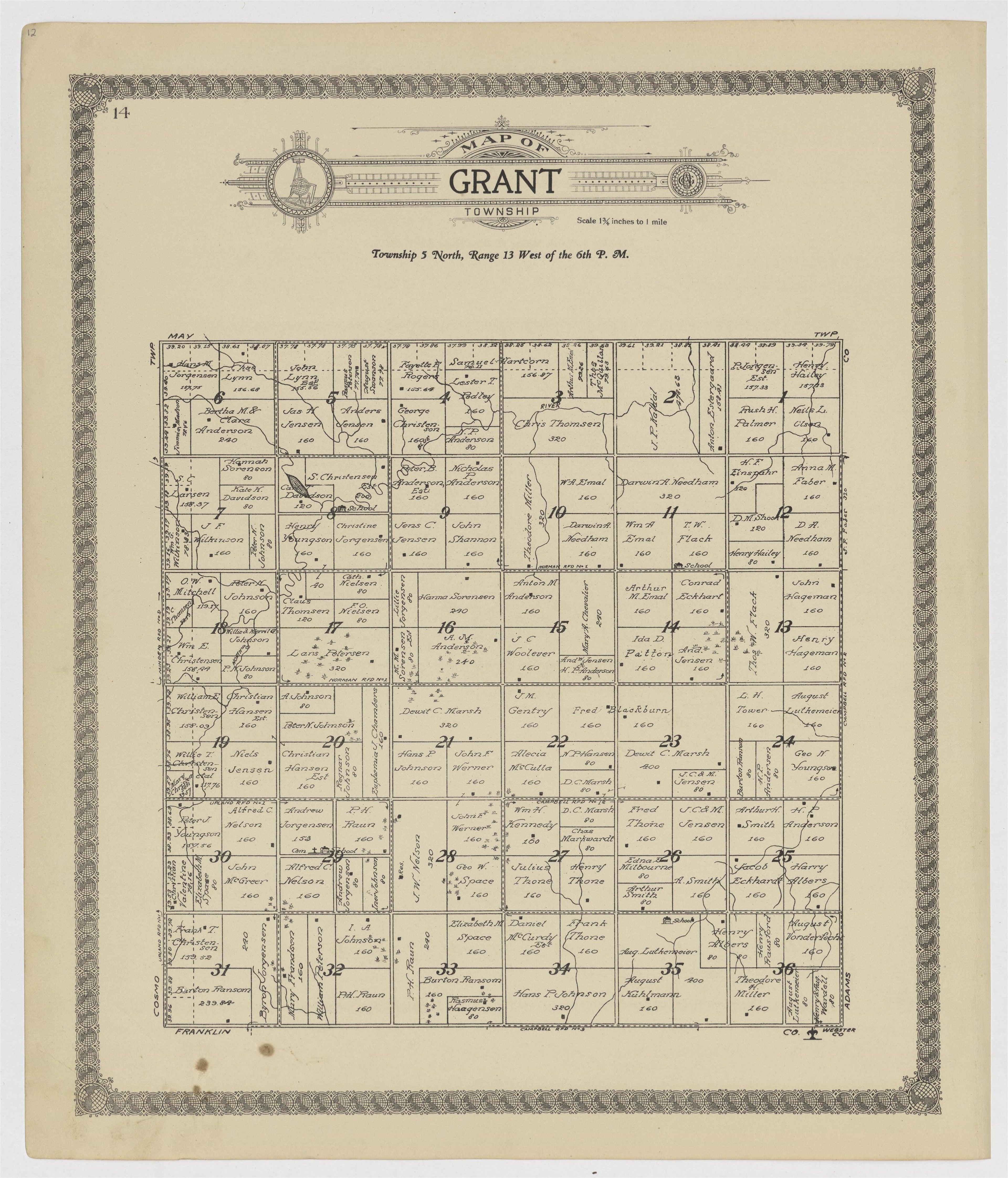 This old map of Kearney County, Nebraska,  was created by Geo. A. Ogle &amp; Co in 1923