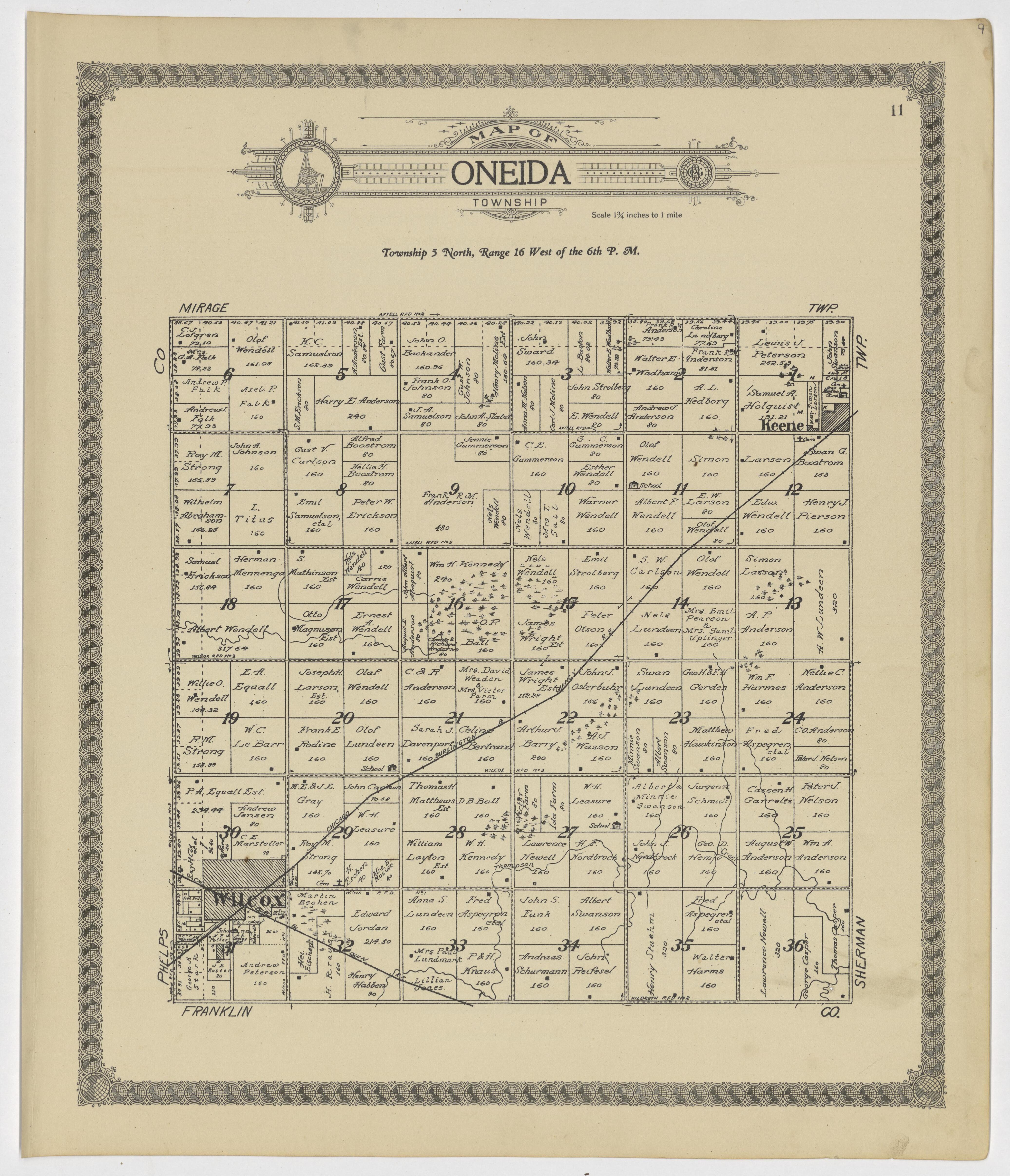 This old map of Kearney County, Nebraska,  was created by Geo. A. Ogle &amp; Co in 1923