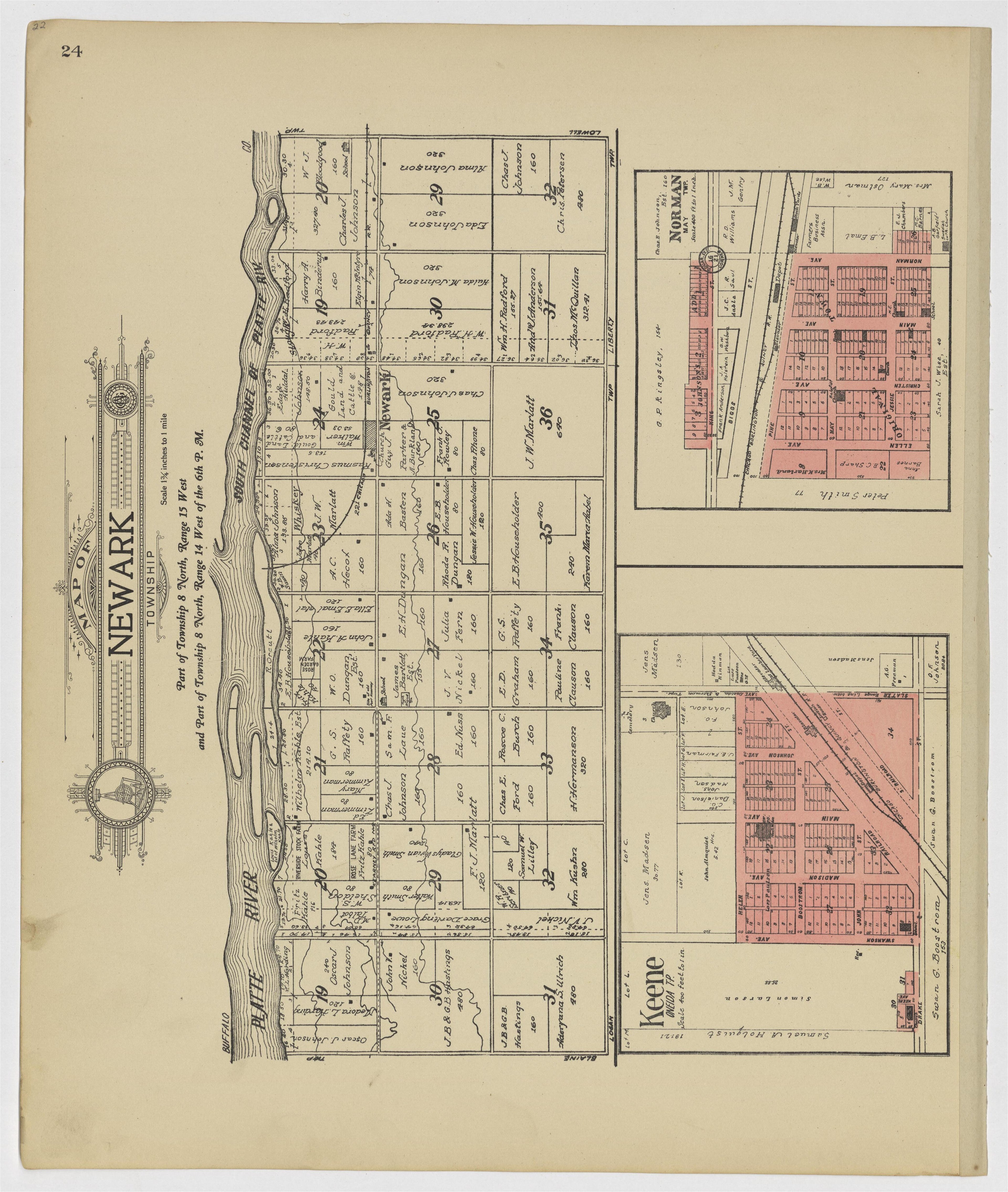 This old map of Kearney County, Nebraska,  was created by Geo. A. Ogle &amp; Co in 1923