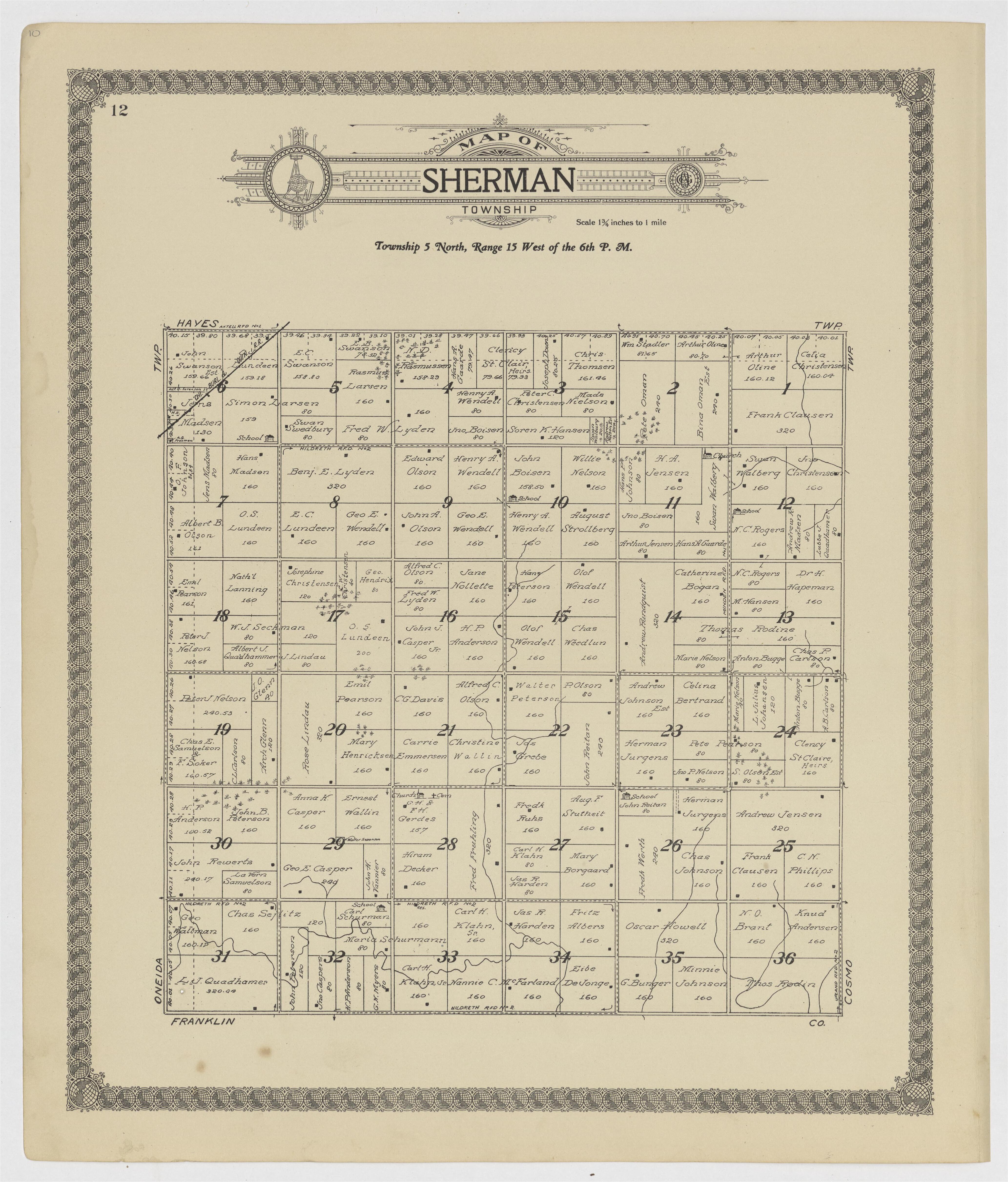 This old map of Kearney County, Nebraska,  was created by Geo. A. Ogle &amp; Co in 1923