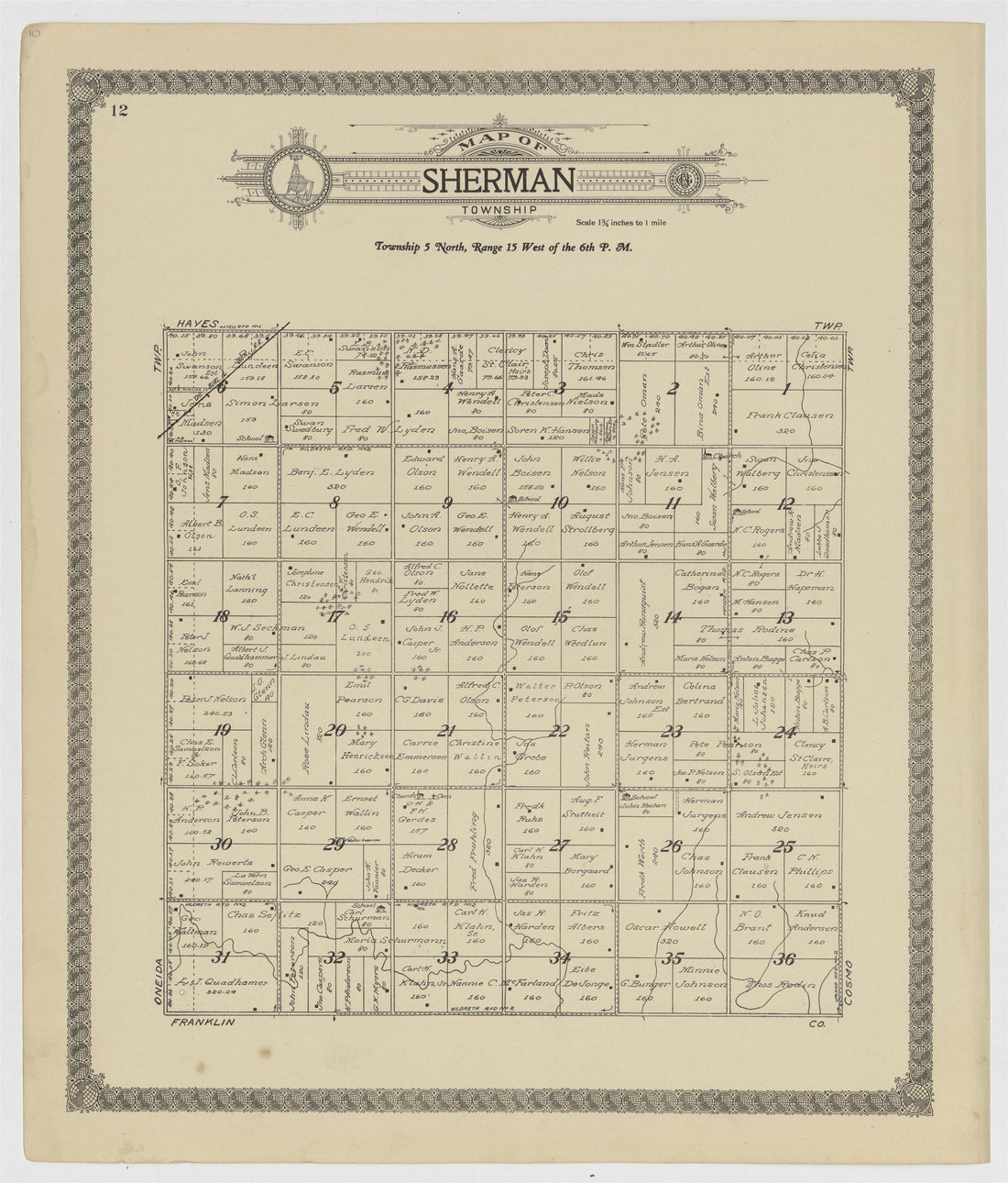 This old map of Kearney County, Nebraska,  was created by Geo. A. Ogle &amp; Co in 1923