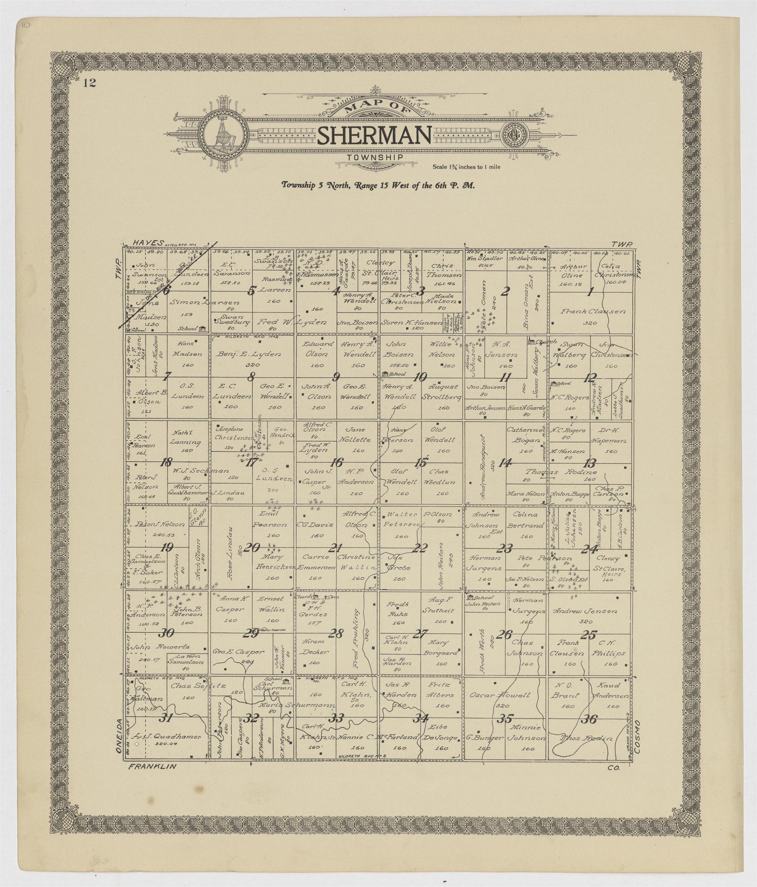 This old map of Kearney County, Nebraska,  was created by Geo. A. Ogle &amp; Co in 1923