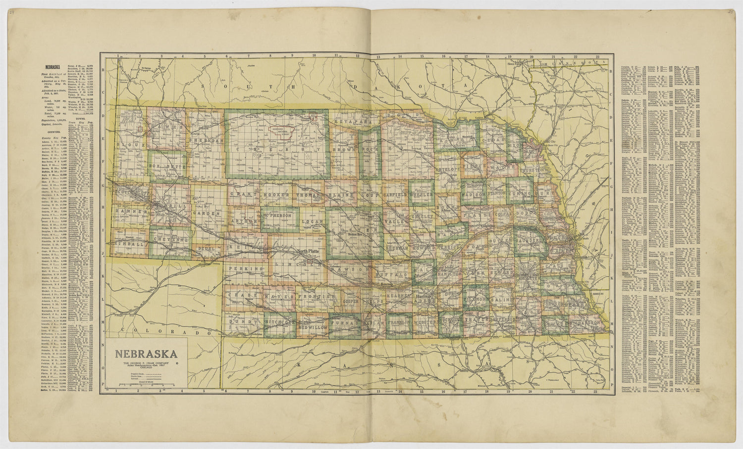 This old map of Kearney County, Nebraska,  was created by Geo. A. Ogle &amp; Co in 1923