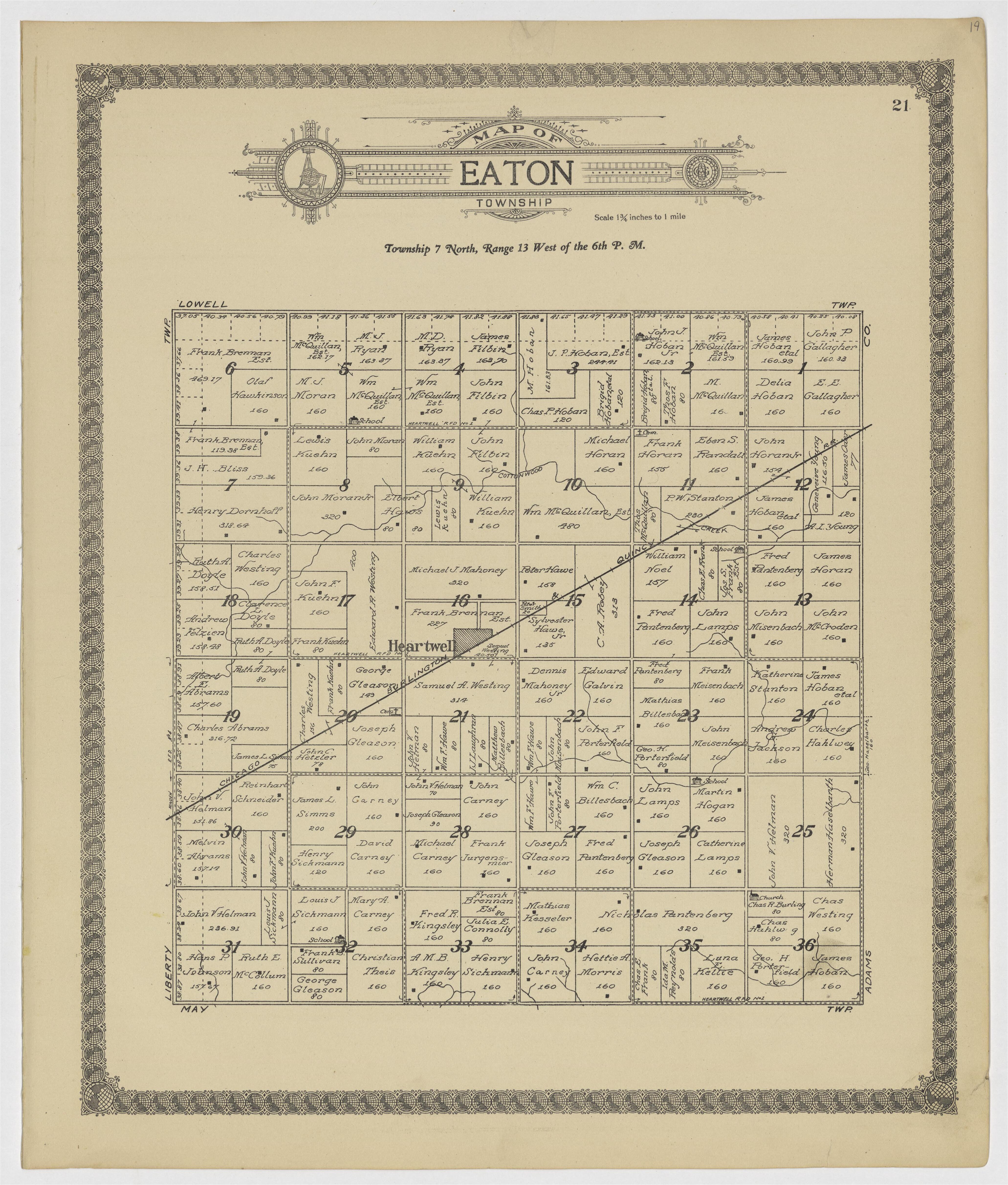 This old map of Kearney County, Nebraska,  was created by Geo. A. Ogle &amp; Co in 1923