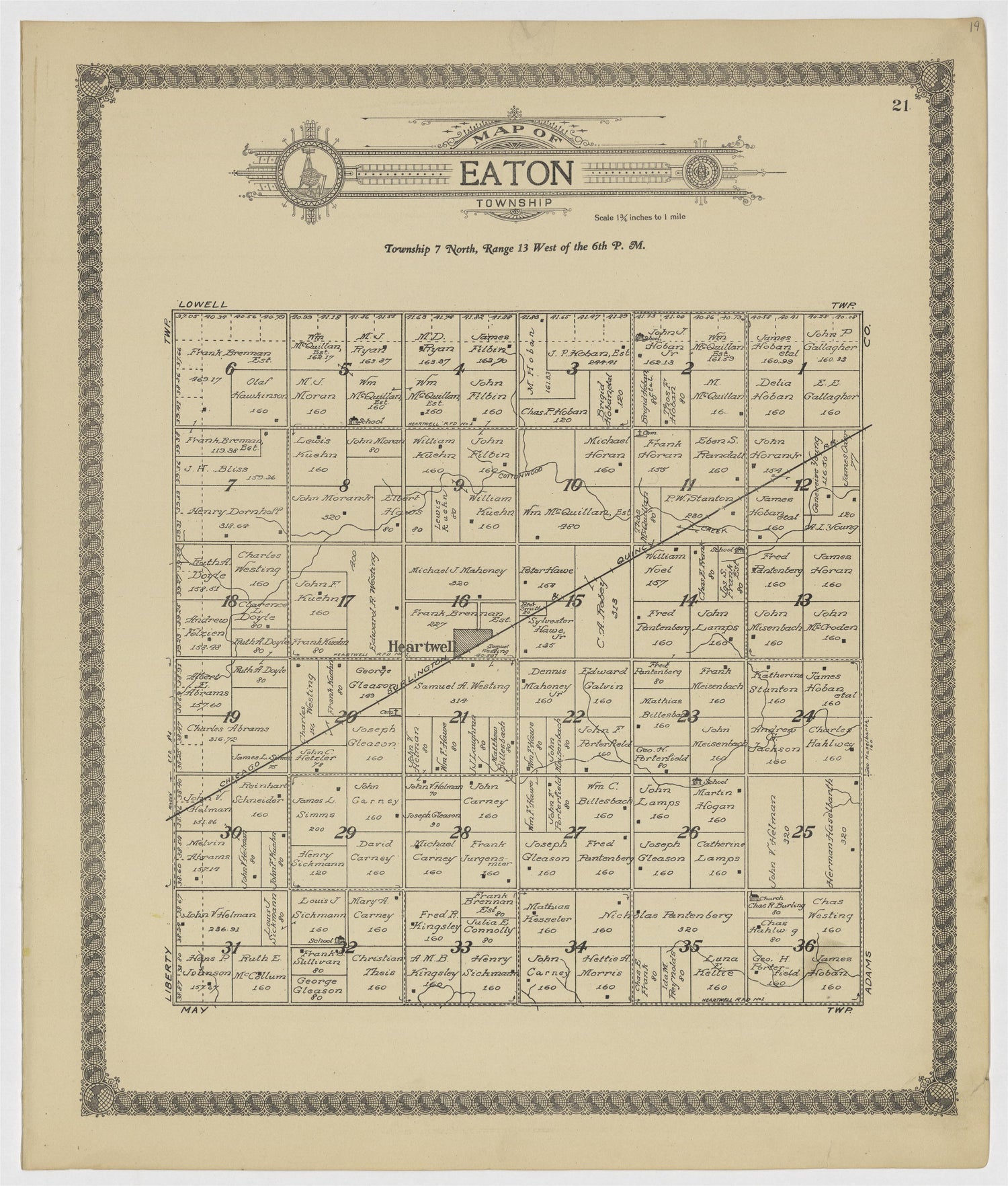 This old map of Kearney County, Nebraska,  was created by Geo. A. Ogle &amp; Co in 1923