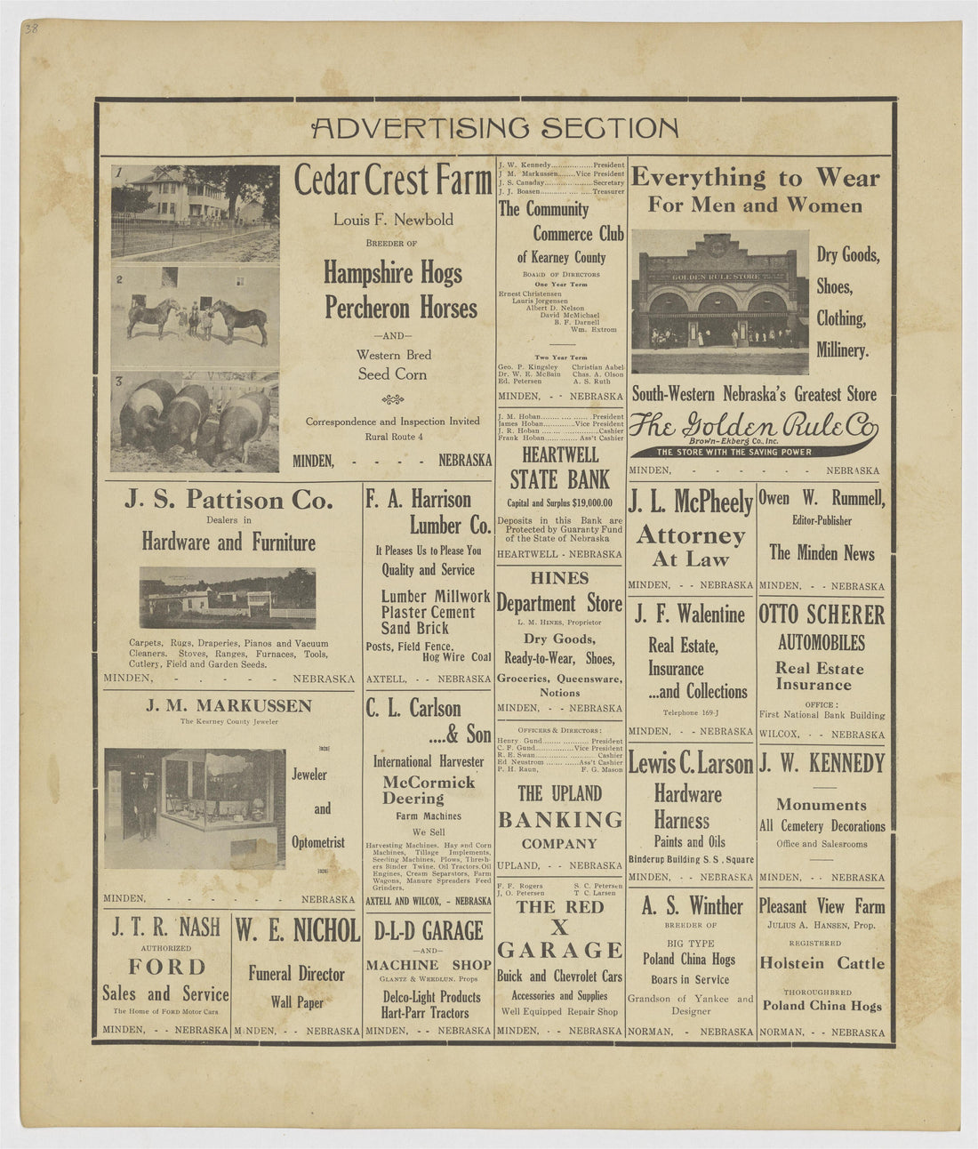 This old map of Kearney County, Nebraska,  was created by Geo. A. Ogle &amp; Co in 1923