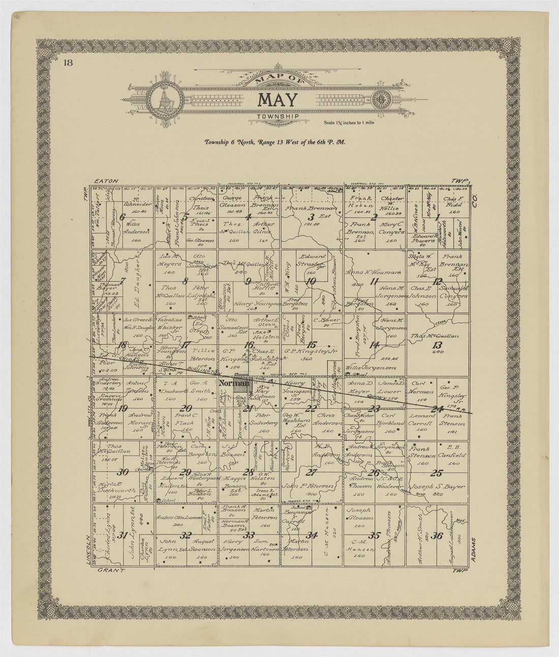 This old map of Kearney County, Nebraska,  was created by Geo. A. Ogle &amp; Co in 1923