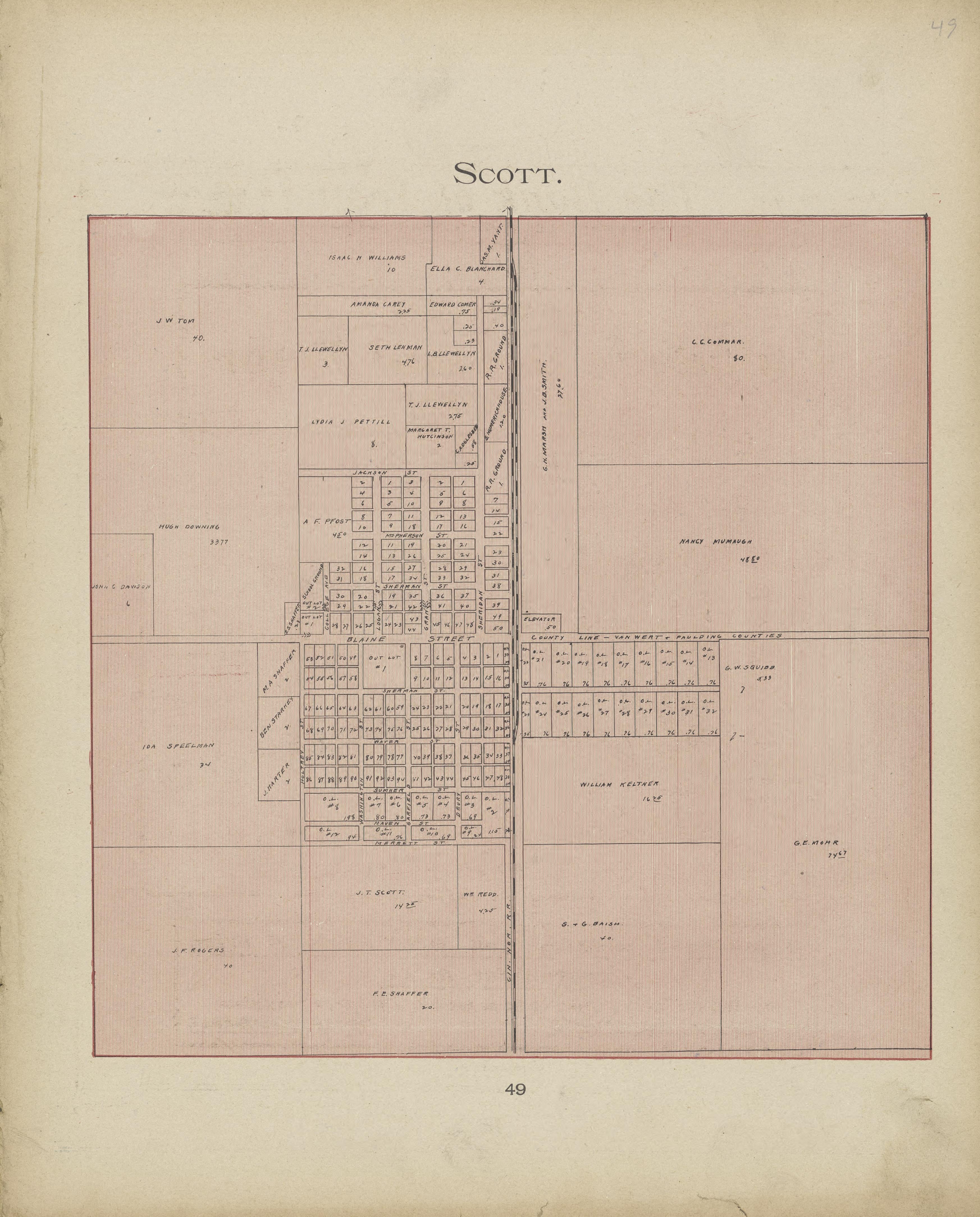 Scott from Atlas and Directory of Paulding County, Ohio : Containing Maps of Paulding County, Townships, and Incorporated Villages, Also Maps of the United States and State of Ohio : Together With an Outline … 1905 by Relic Map Company