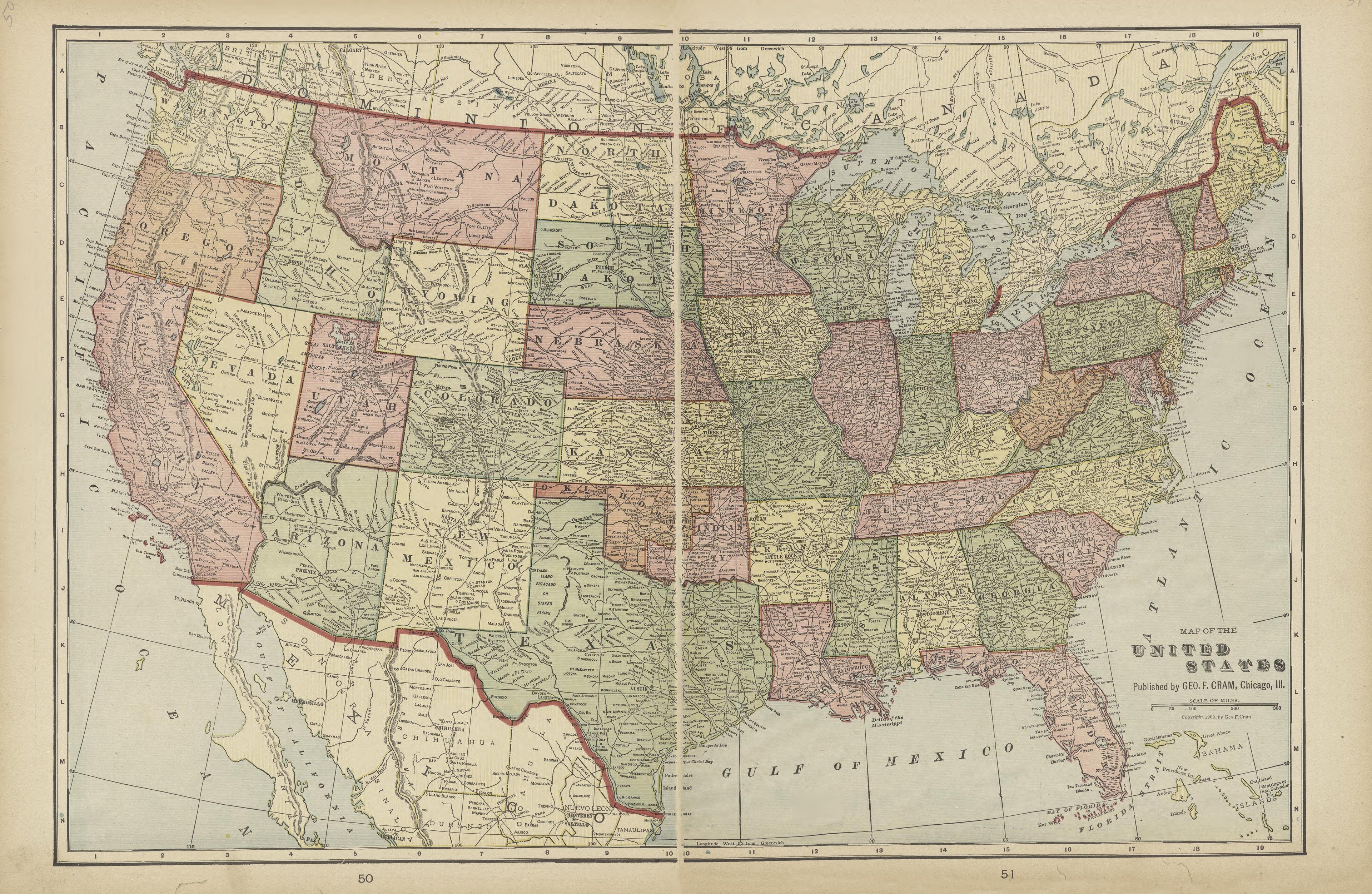 United States from Atlas and Directory of Paulding County, Ohio : Containing Maps of Paulding County, Townships, and Incorporated Villages, Also Maps of the United States and State of Ohio : Together With an Outline … 1905 by Relic Map Company