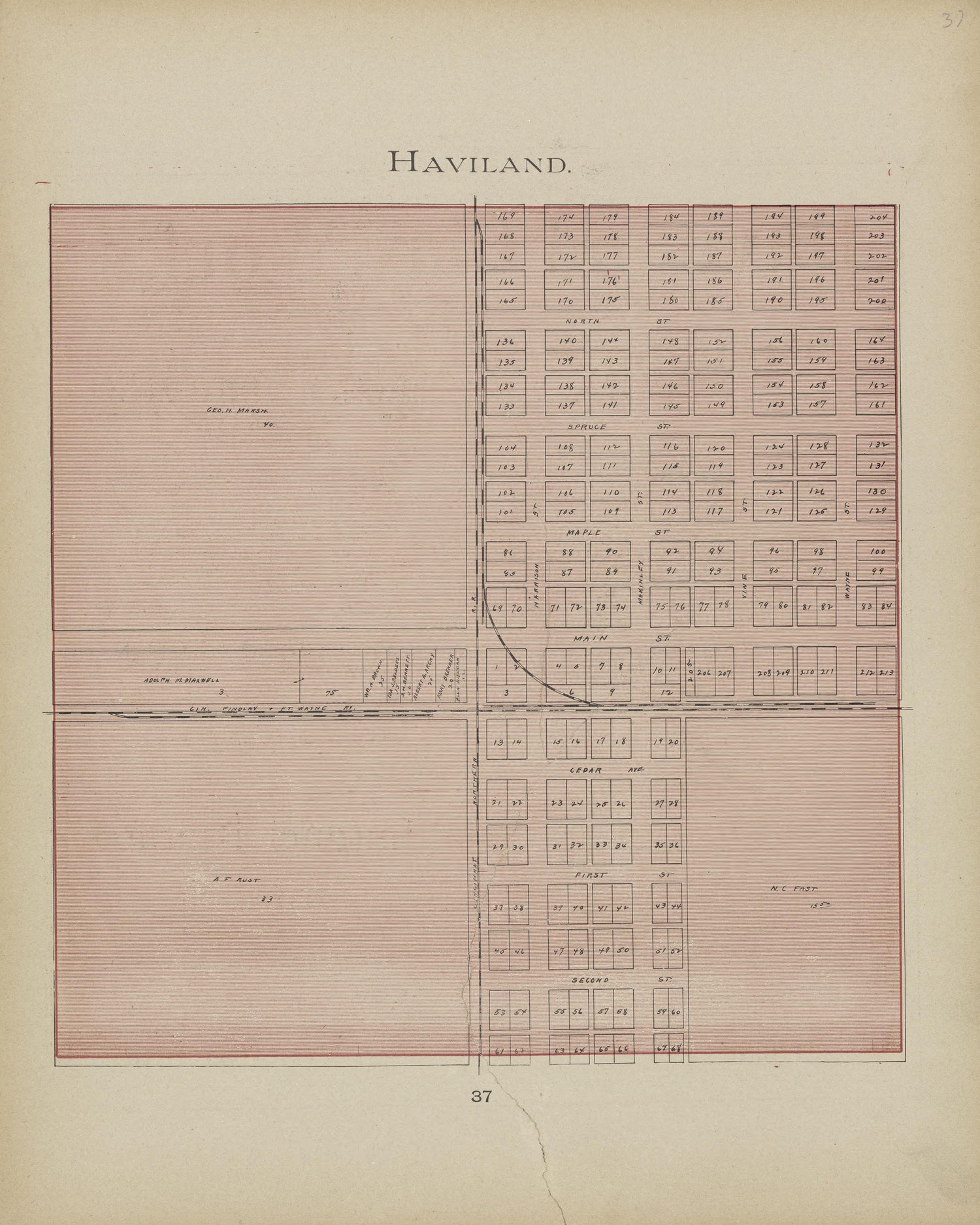 Haviland from Atlas and Directory of Paulding County, Ohio : Containing Maps of Paulding County, Townships, and Incorporated Villages, Also Maps of the United States and State of Ohio : Together With an Outline … 1905 by Relic Map Company