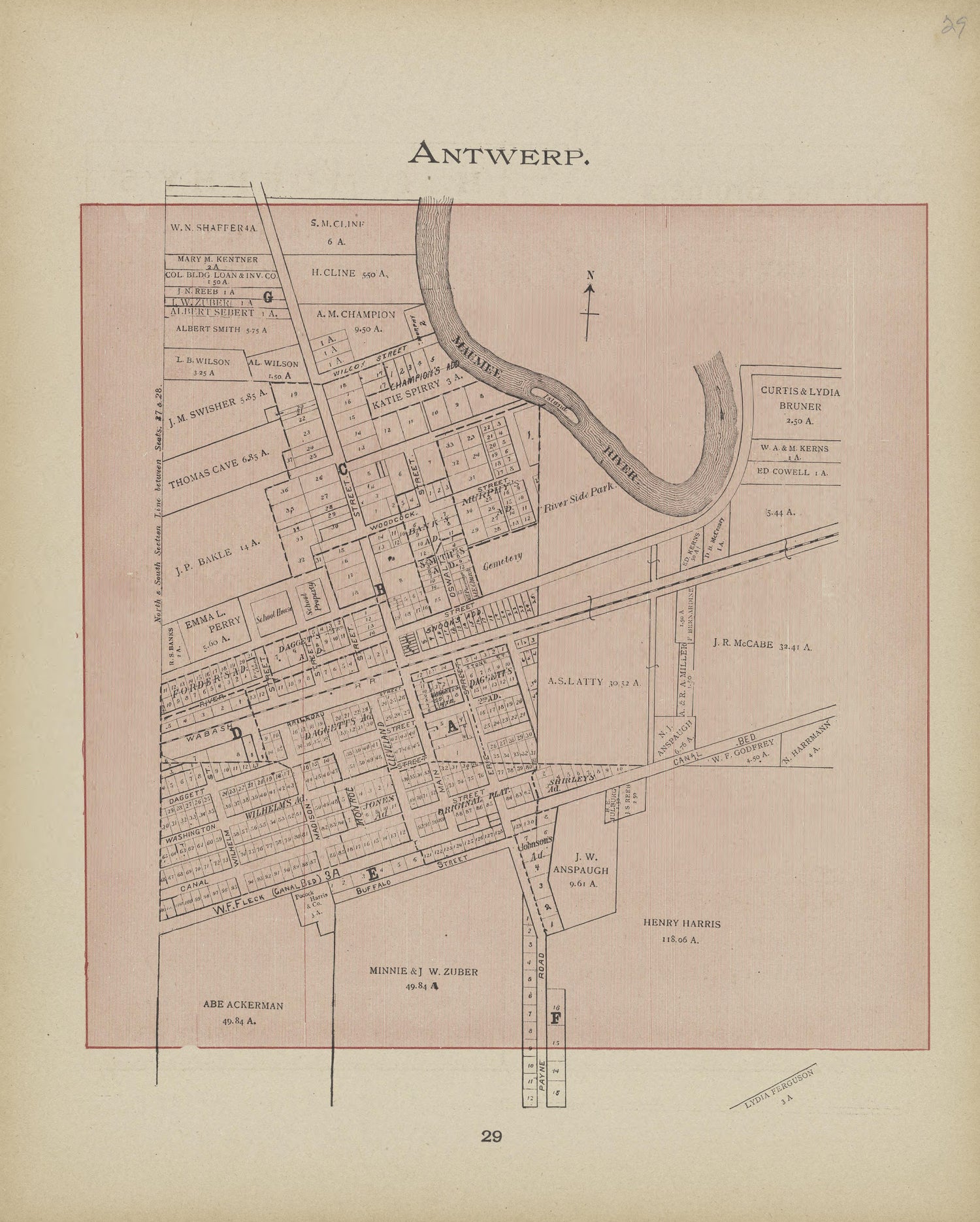 Antwerp from Atlas and Directory of Paulding County, Ohio : Containing Maps of Paulding County, Townships, and Incorporated Villages, Also Maps of the United States and State of Ohio : Together With an Outline … 1905 by Relic Map Company