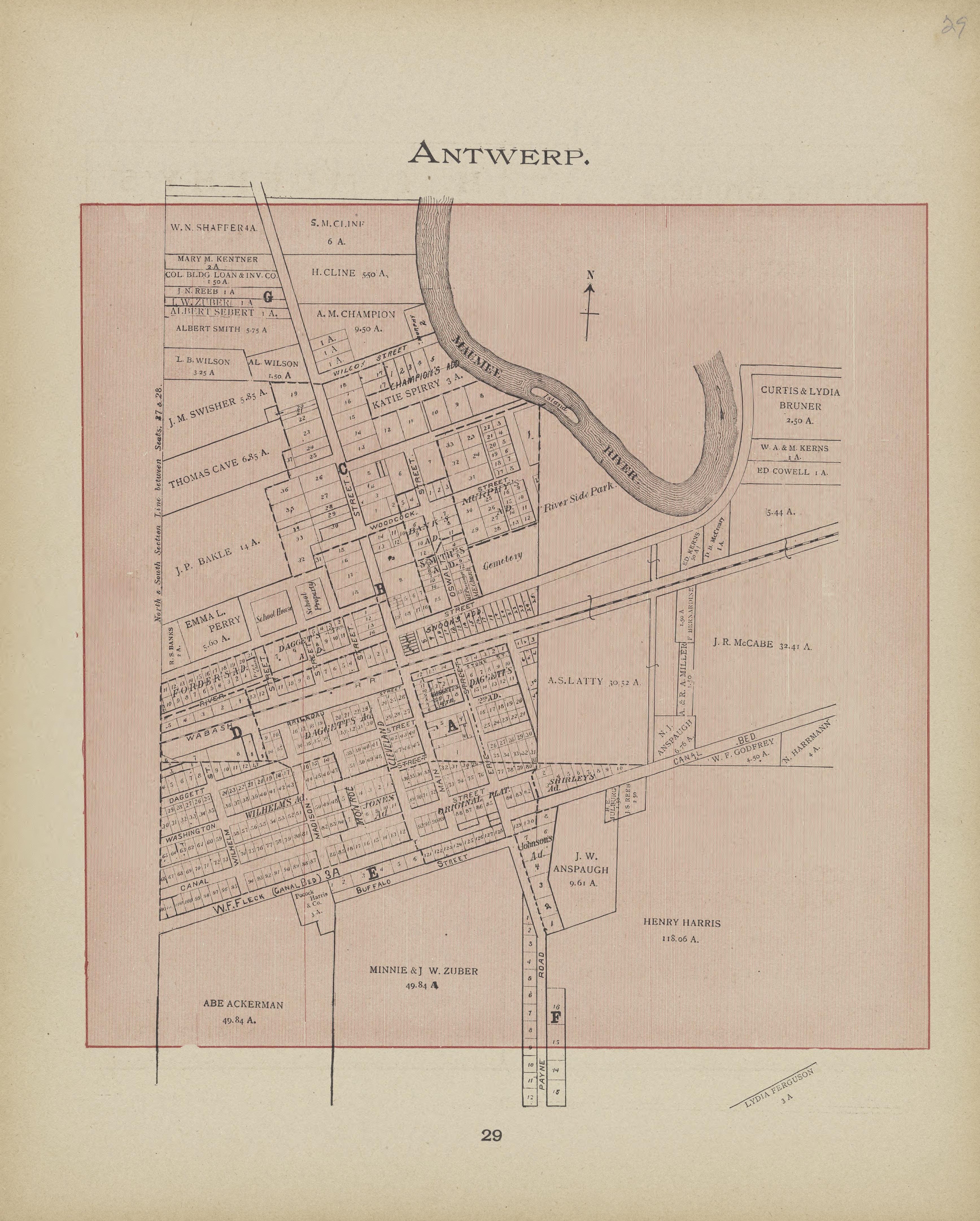 Antwerp from Atlas and Directory of Paulding County, Ohio : Containing Maps of Paulding County, Townships, and Incorporated Villages, Also Maps of the United States and State of Ohio : Together With an Outline … 1905 by Relic Map Company